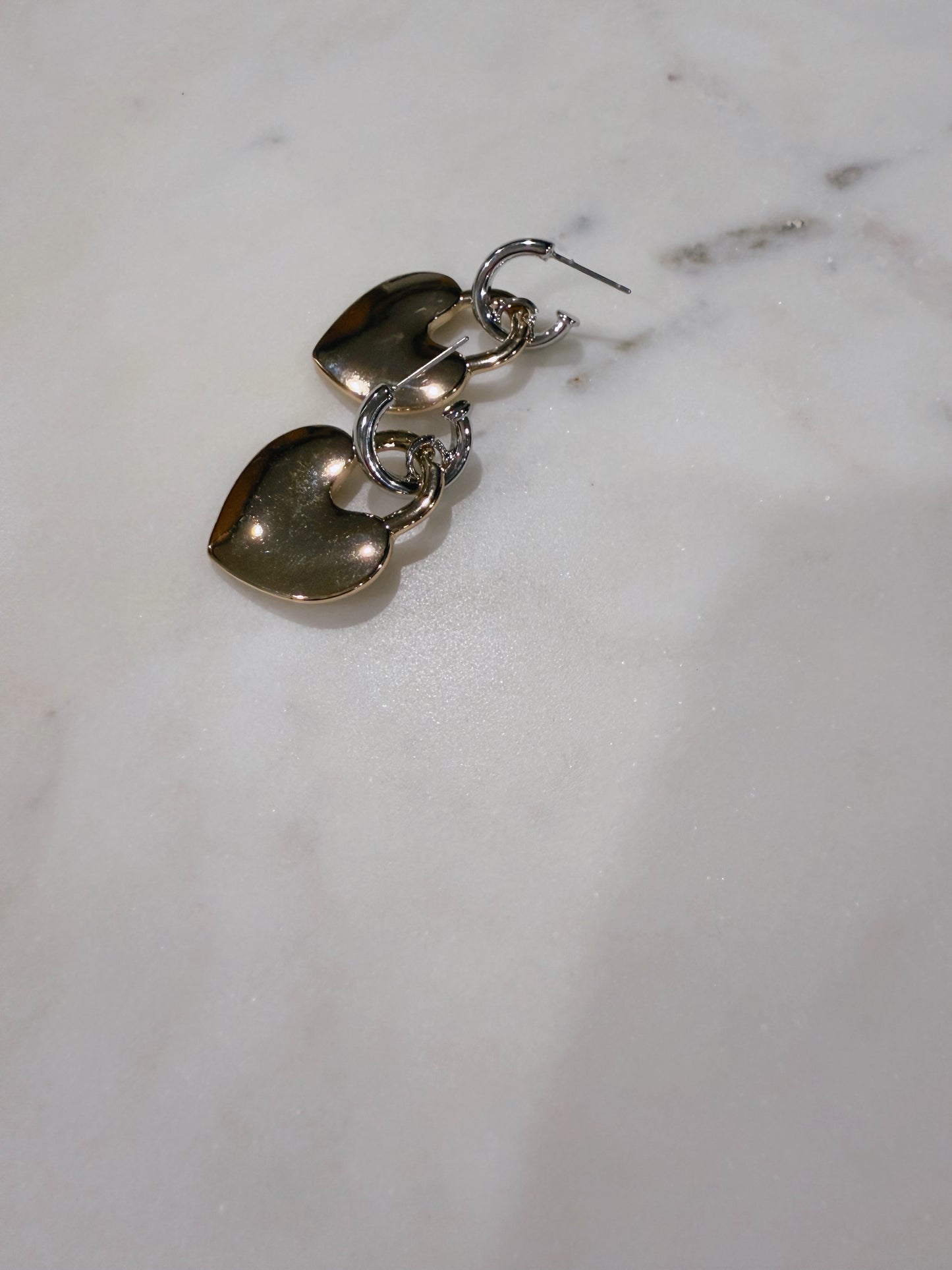 Amelia Two Tone Heart Earring