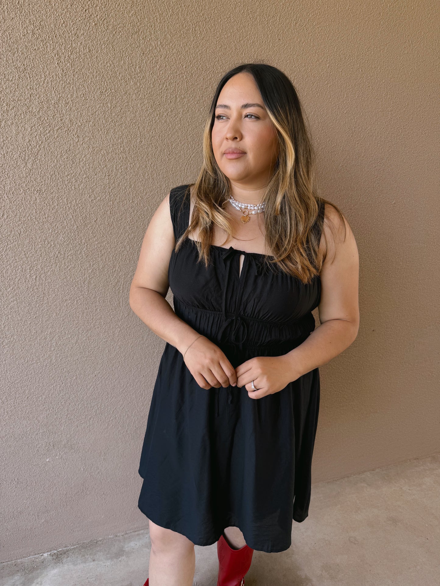 Sunset Sleeveless Mini Dress- Black