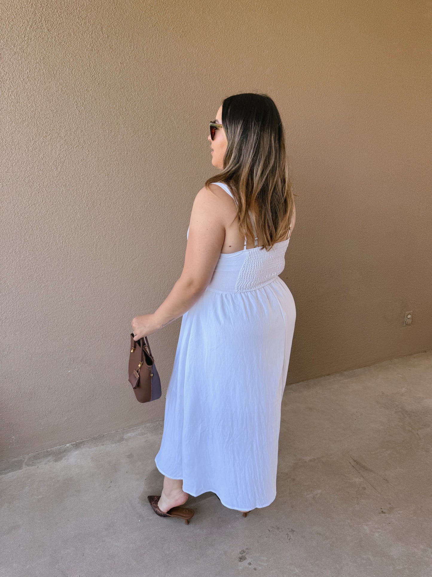 Allure Corset Midi Dress- White