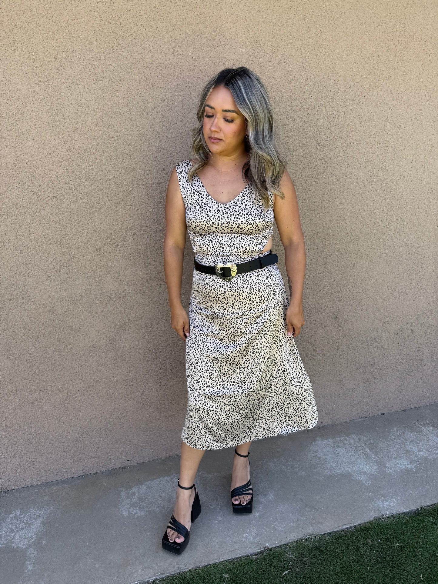 Cora Heart Belt- Silver/Black
