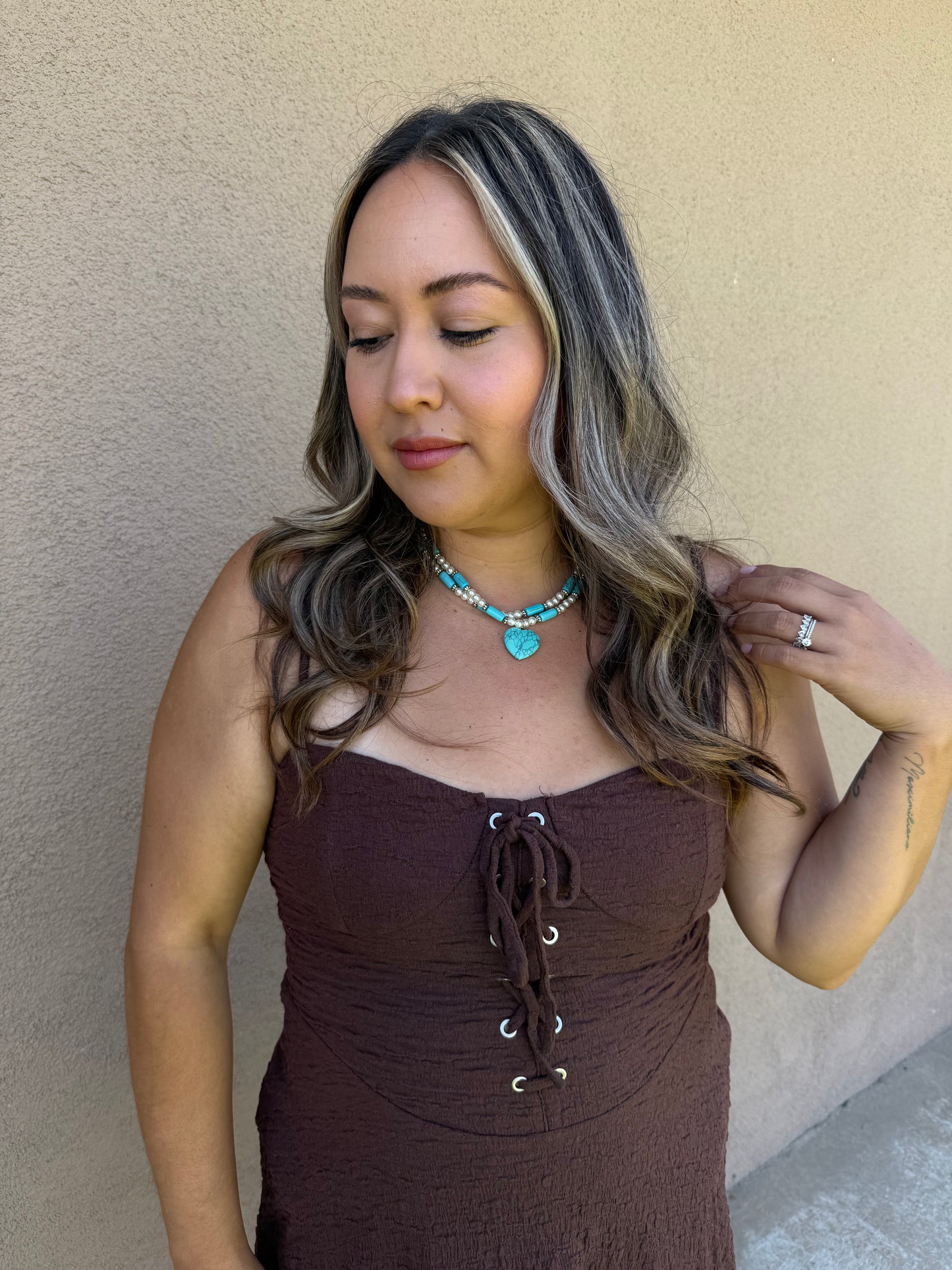 Carlita Pearl & Turquoise Necklace