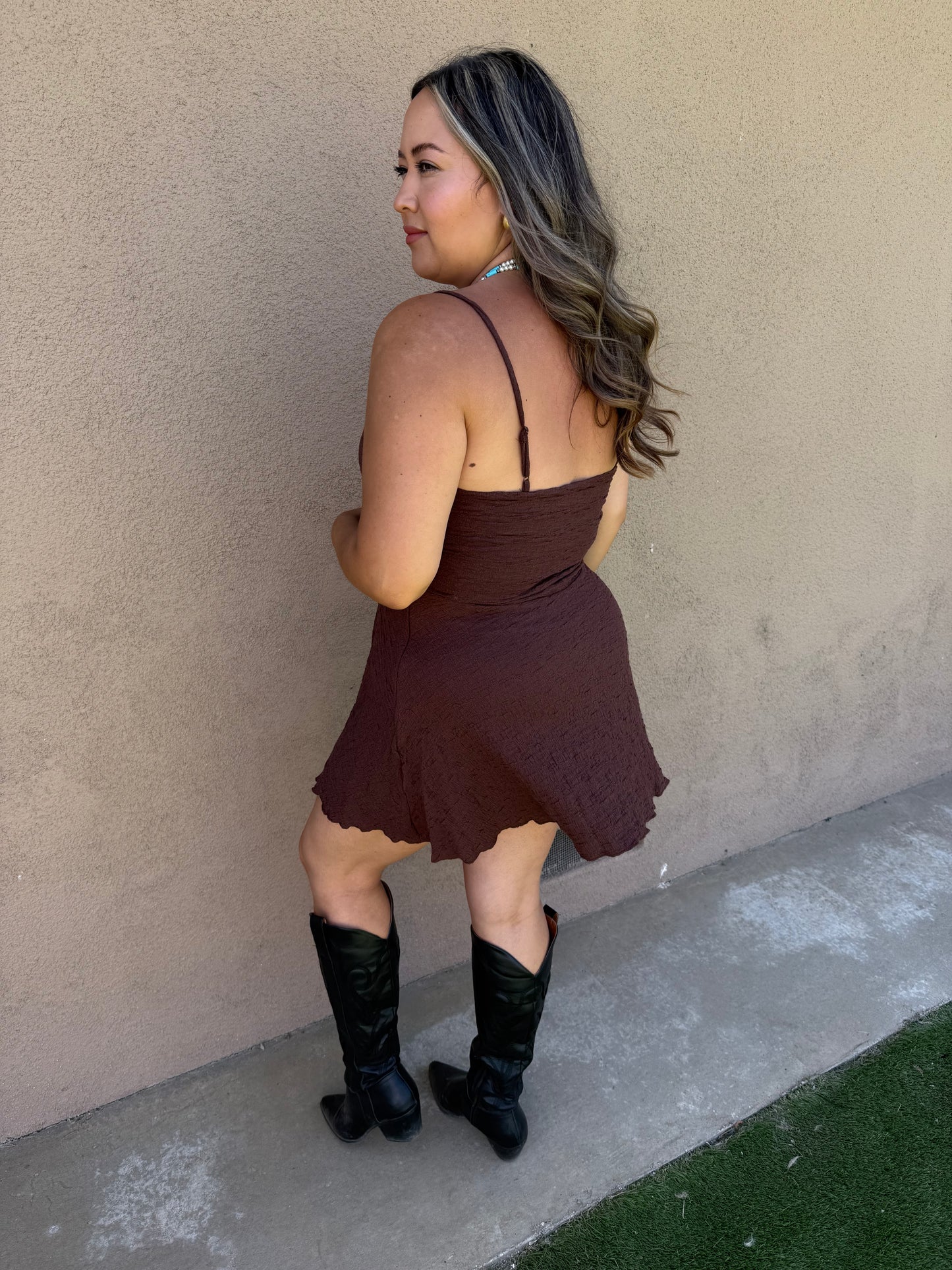Valeria Mini Eyelet Dress- Chocolate