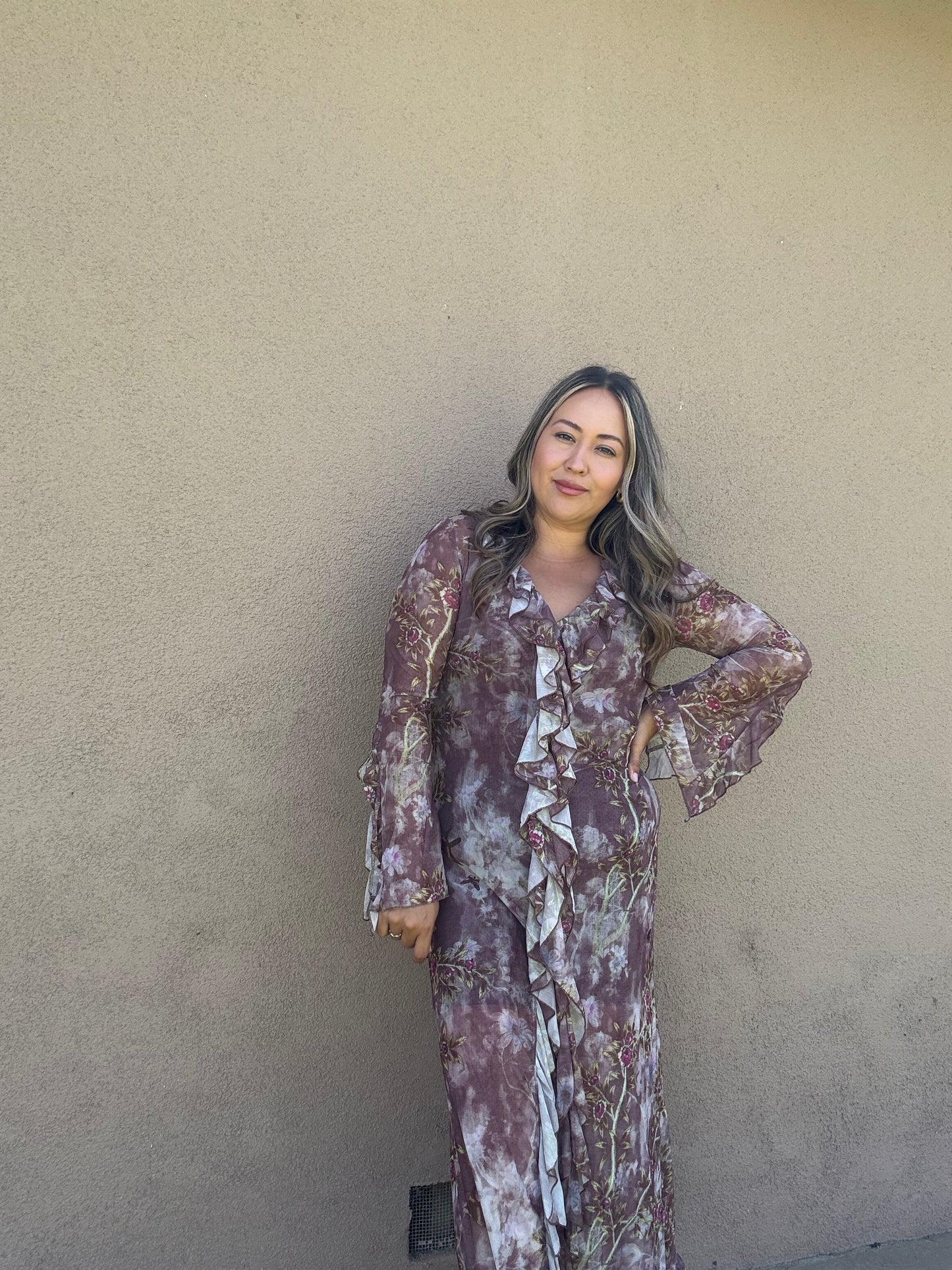 Espresso Sheer Ruffled Cardigan/Dress