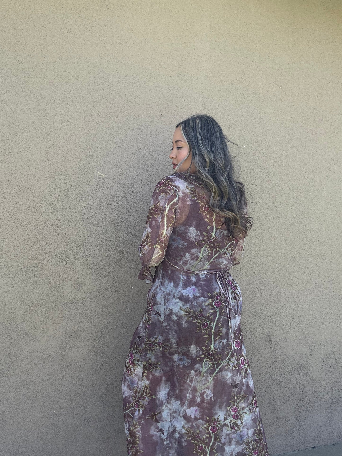Espresso Sheer Ruffled Cardigan/Dress