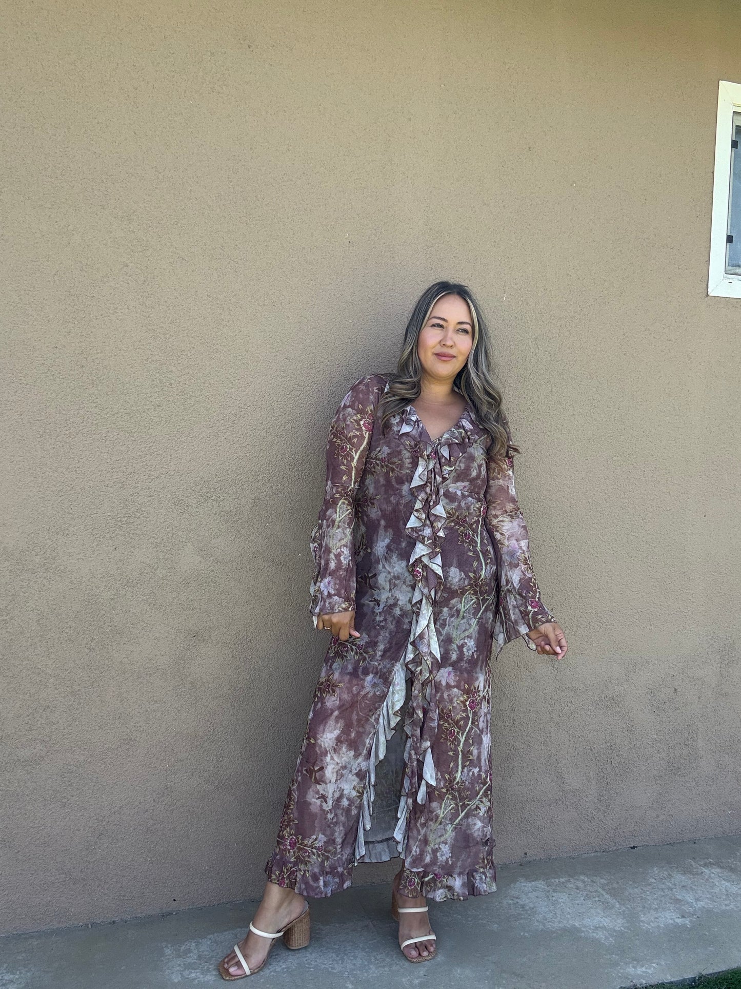 Espresso Sheer Ruffled Cardigan/Dress