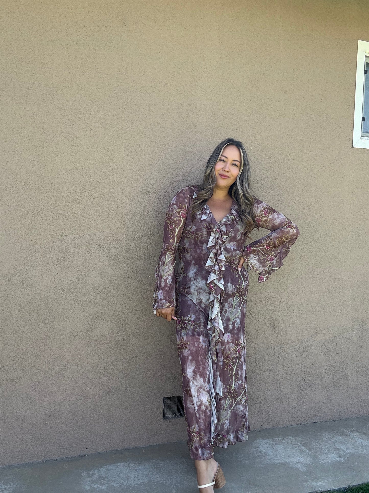 Espresso Sheer Ruffled Cardigan/Dress