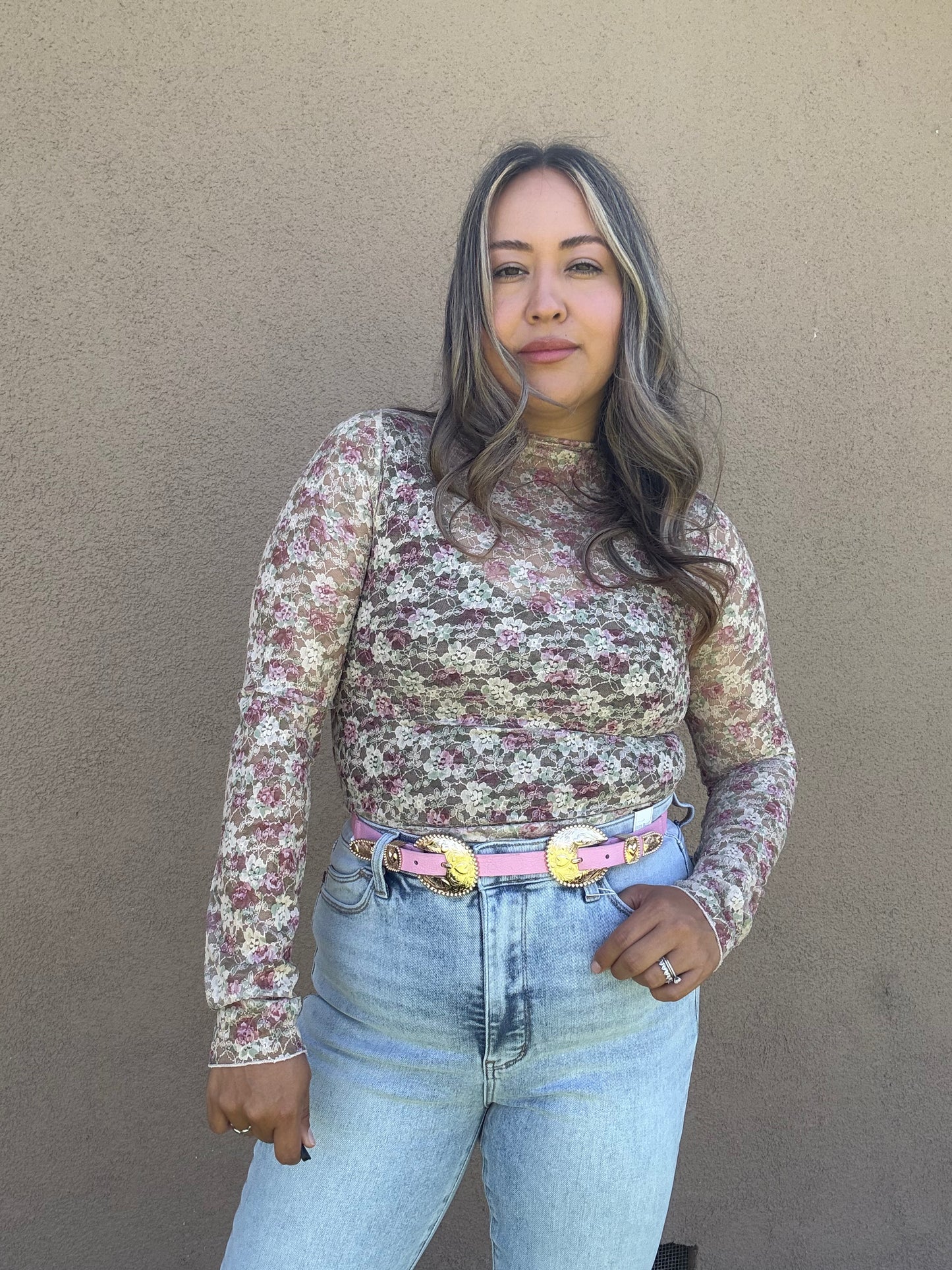 Chula Pink Double Heart Stretchy Belt