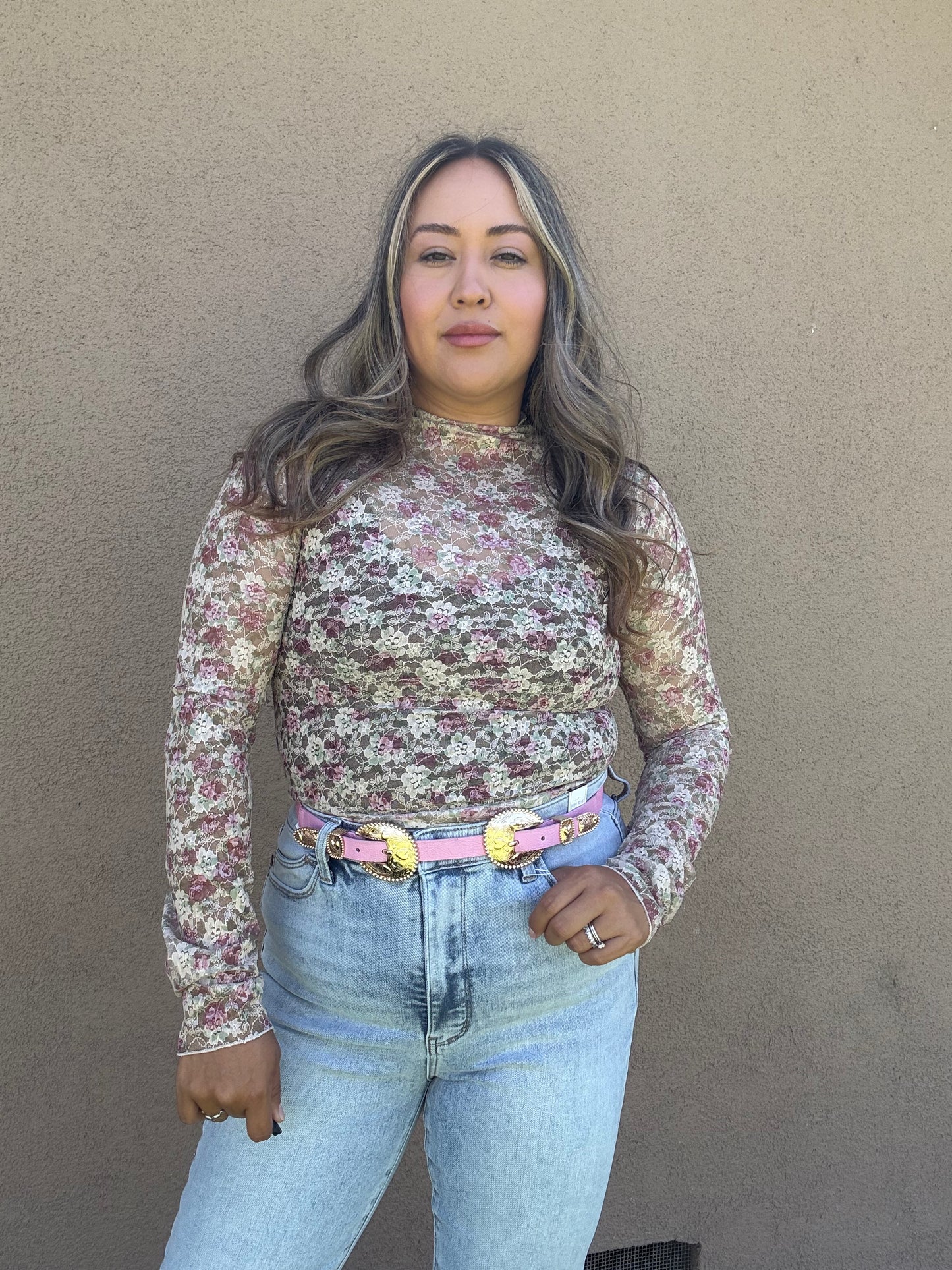 Chula Pink Double Heart Stretchy Belt