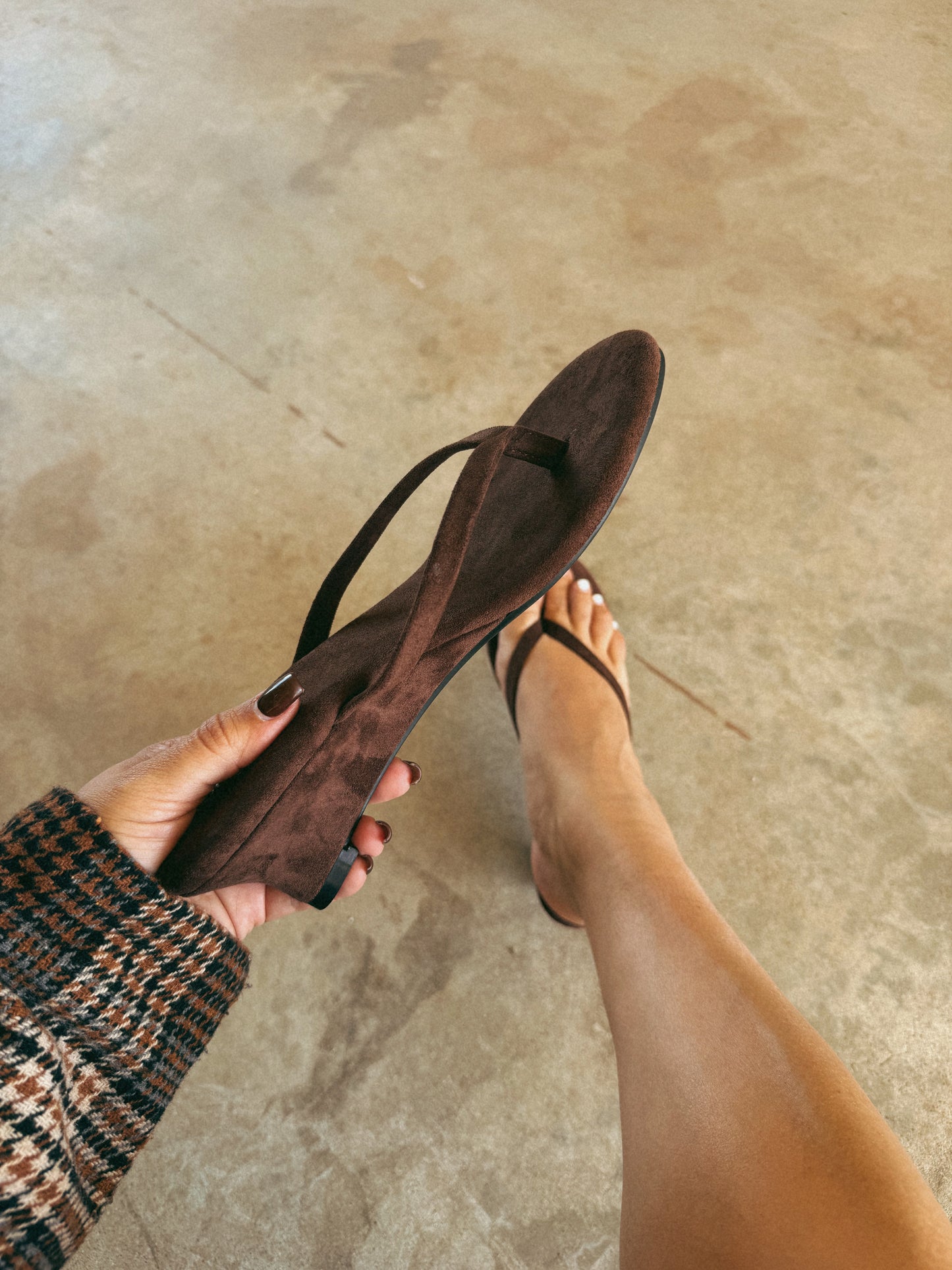 Chylee Suede Mini Wedge Heel- Chocolate