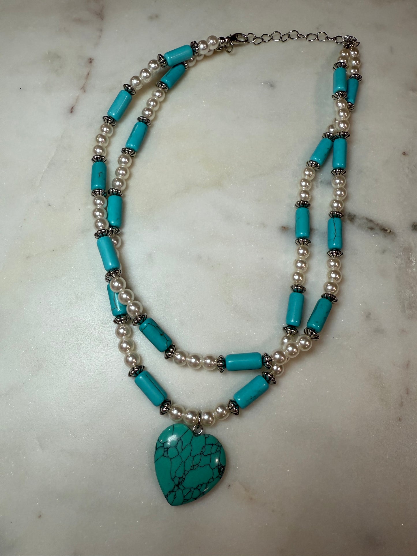 Carlita Pearl & Turquoise Necklace