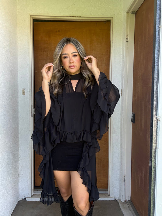 Dandelion Sheer Ruffled High Low Top