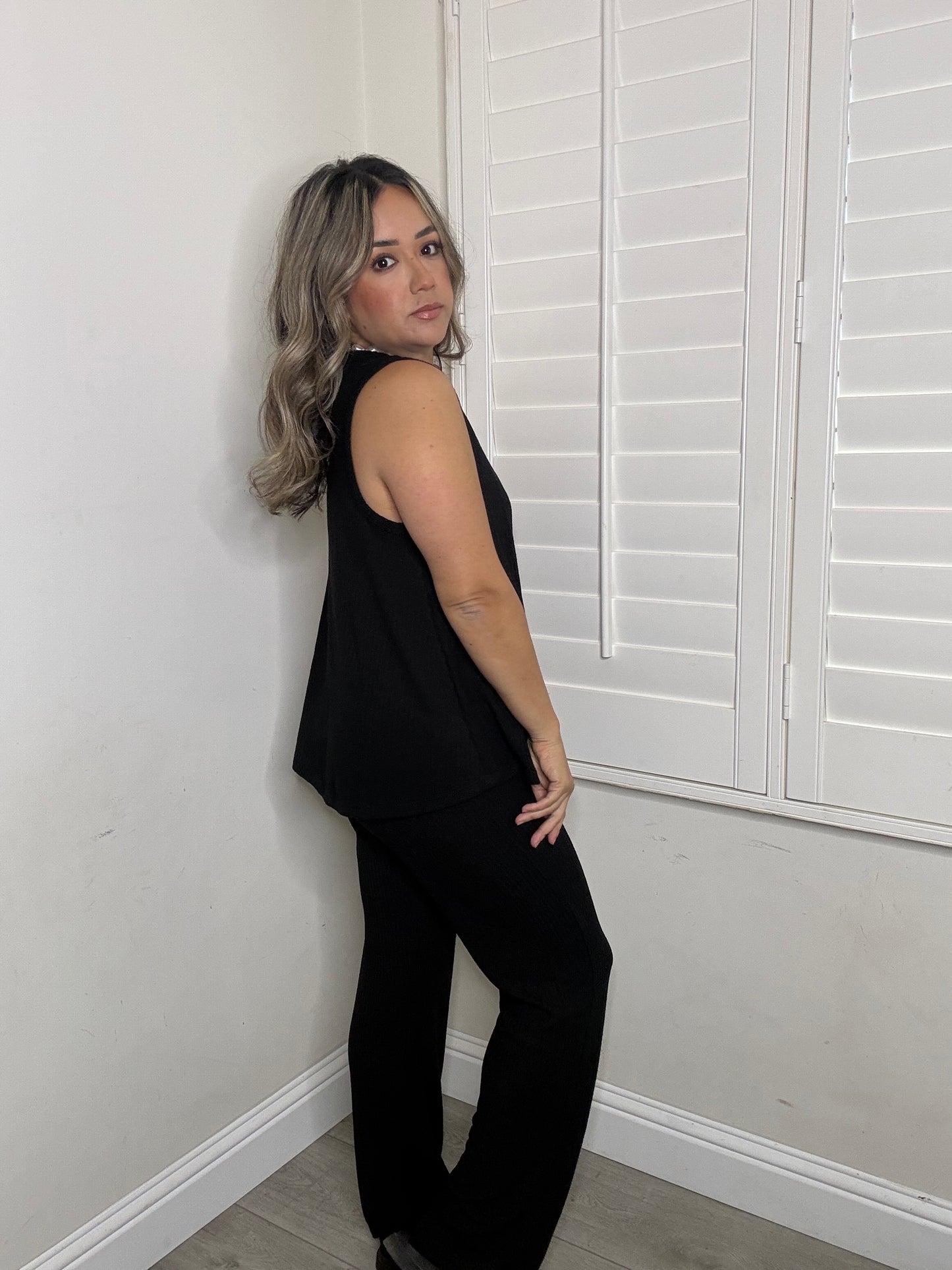 Evie Two Piece Pant Set- Black