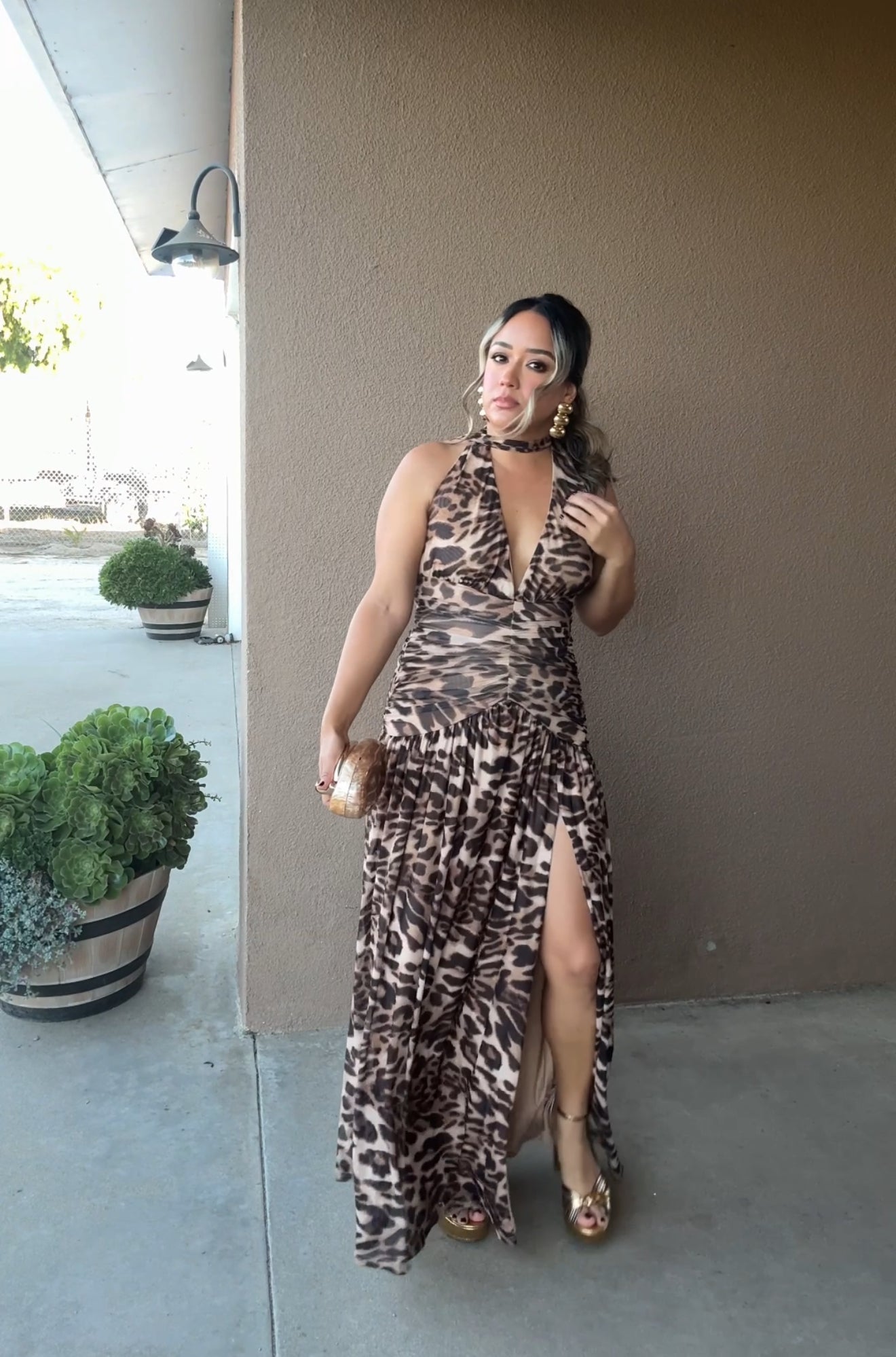 Seducción Leopard Mesh Maxi Dress