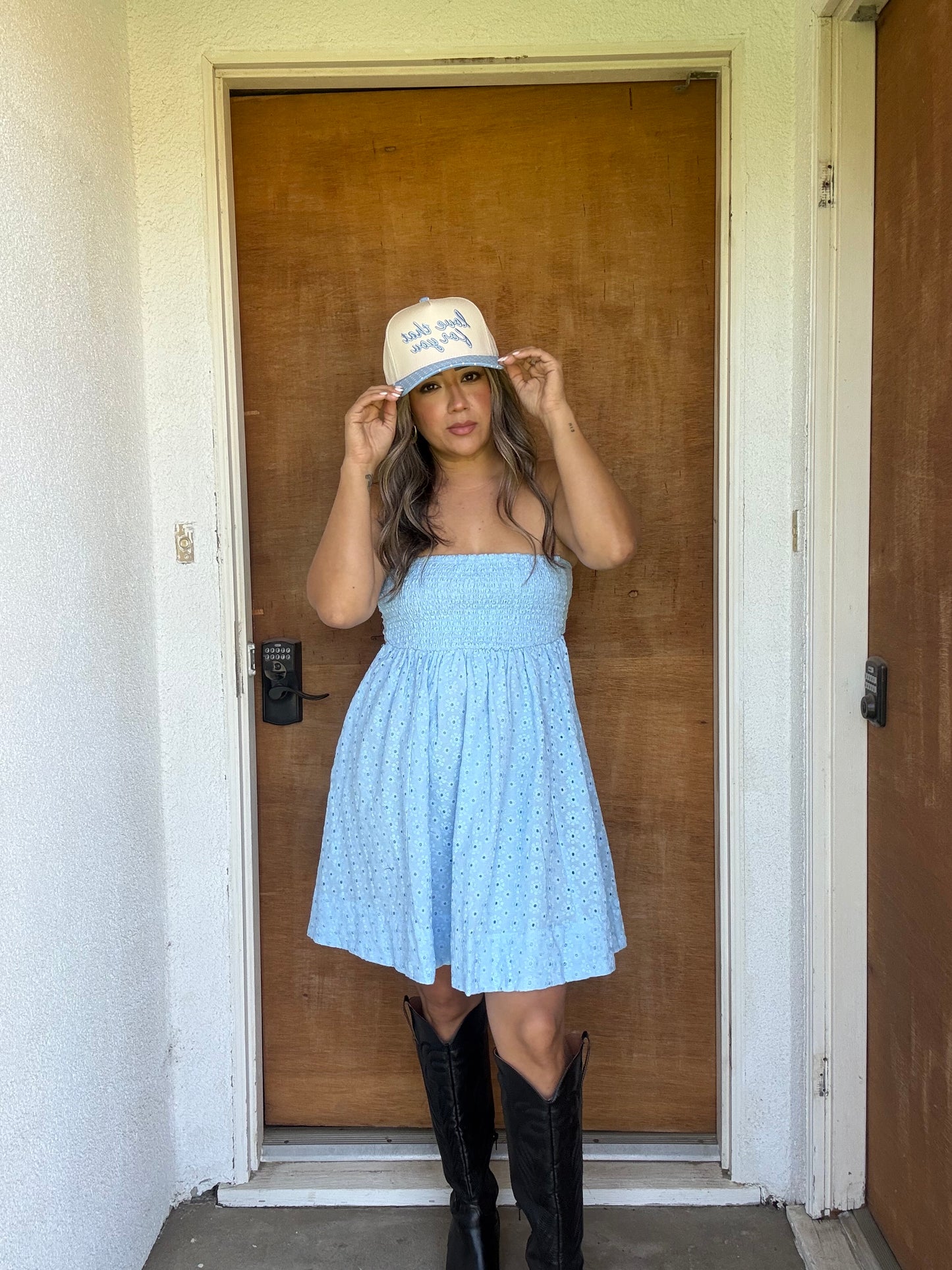 Dean Mini Eyelet Dress- Sky Blue