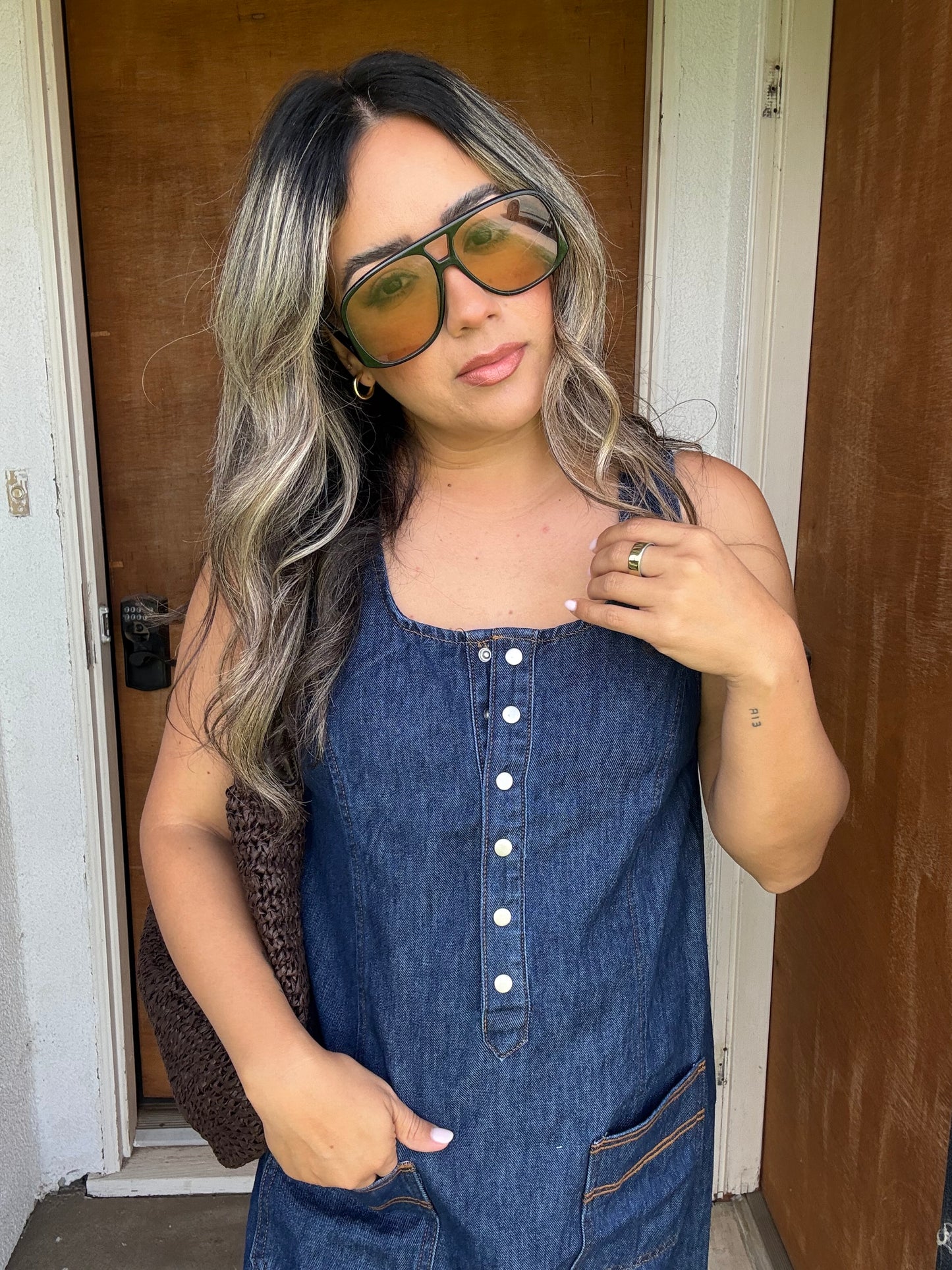Indigo Denim Embroidered Dress