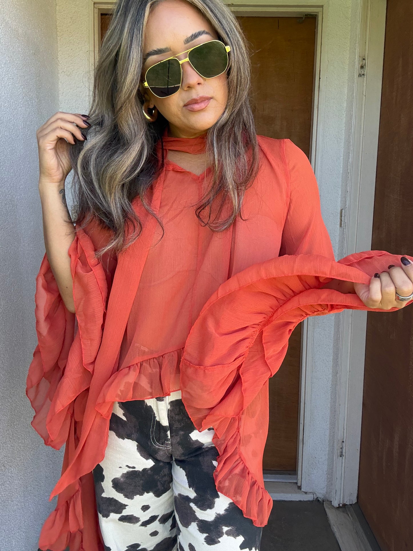 Dandelion Sheer Ruffled High Low Top