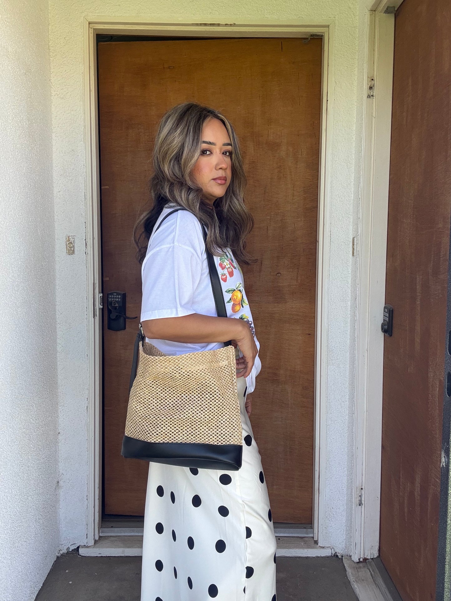 Meli Straw Bag- Black
