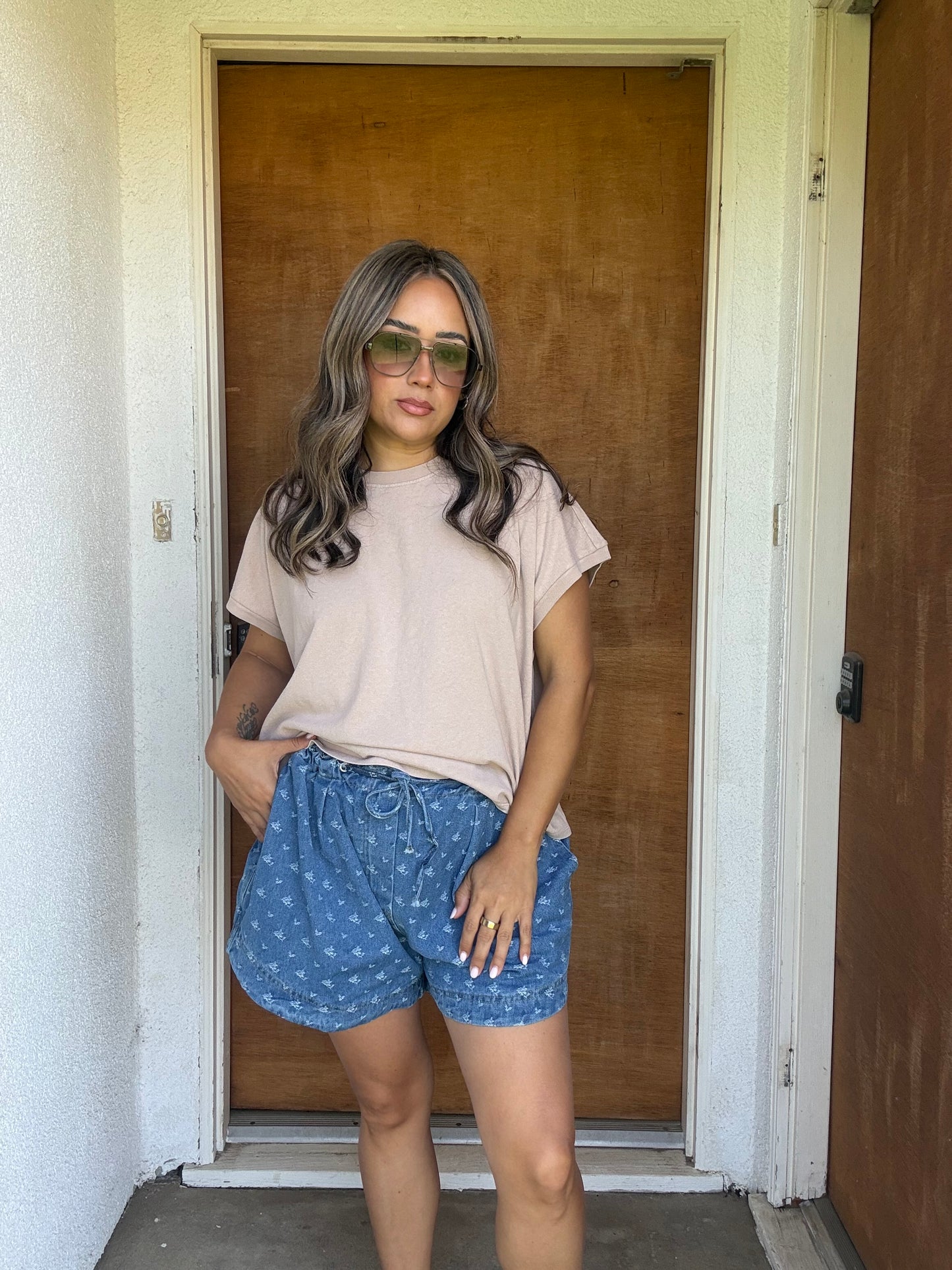 Allie Floral Denim Shorts