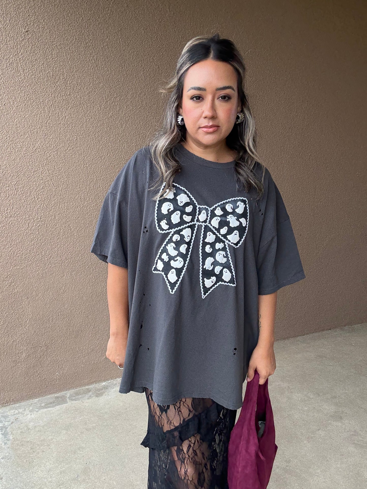 Spooky Bow Distressed Tee