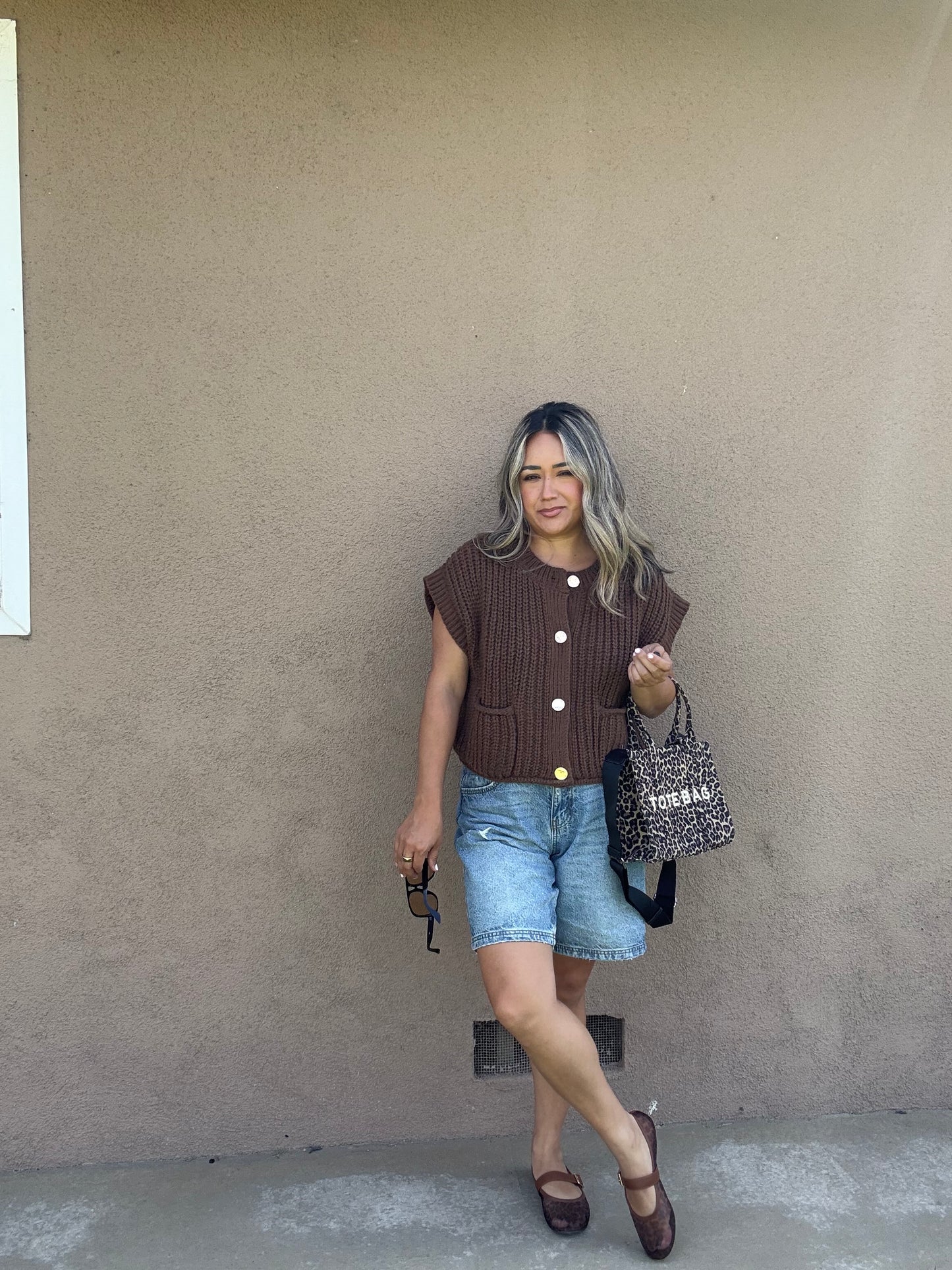 Fall Ready Oversized Knit Sweater Vest- Chocolate