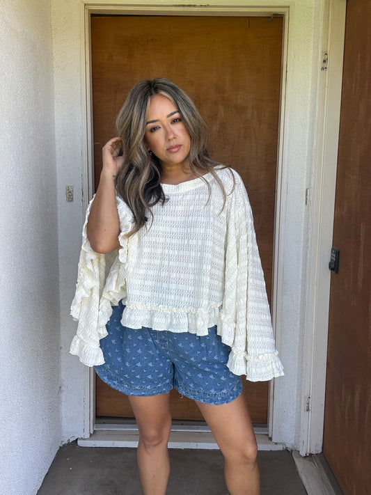 Mallorie Ruffled Top- Cream