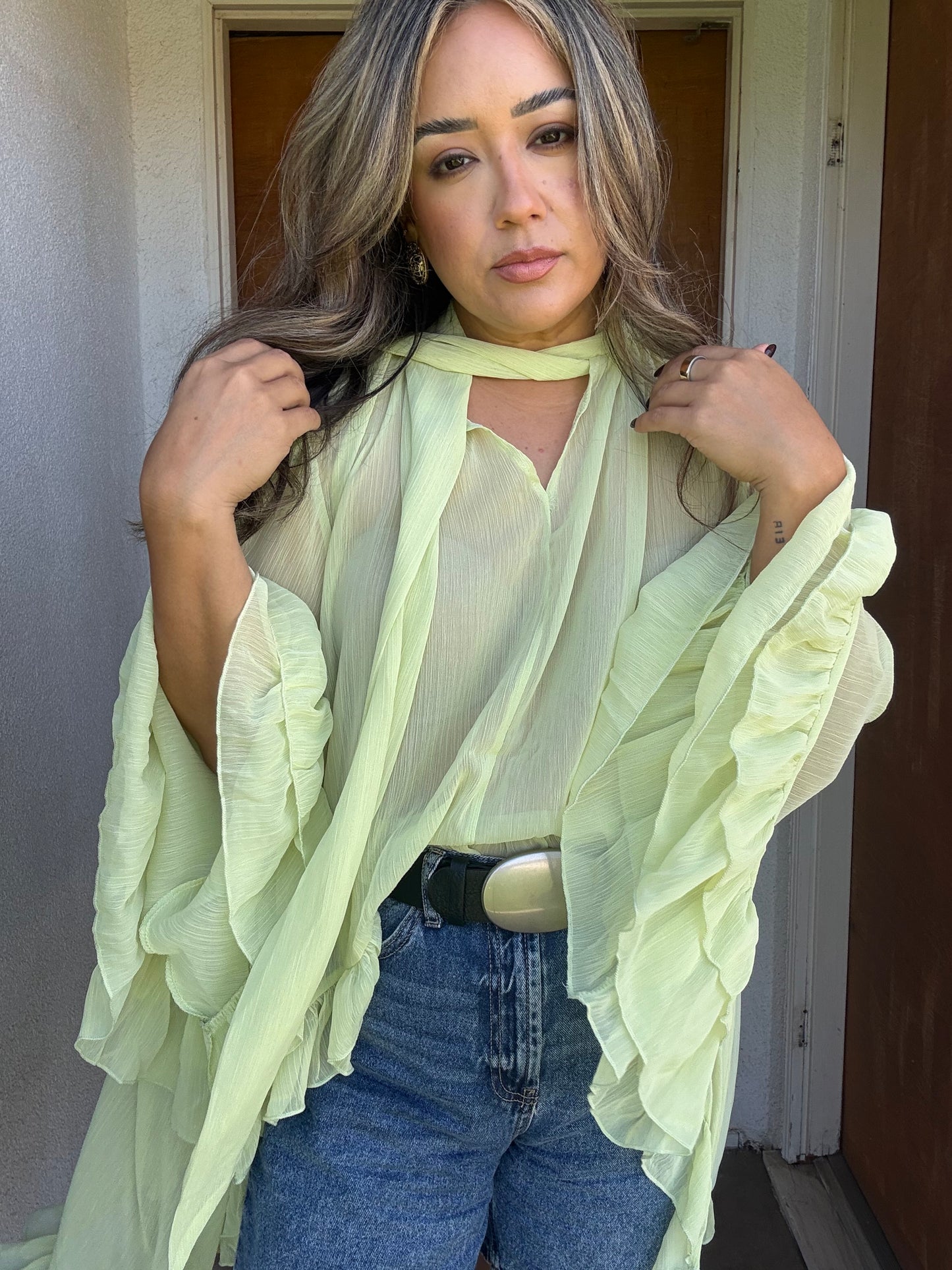 Dandelion Sheer Ruffled High Low Top