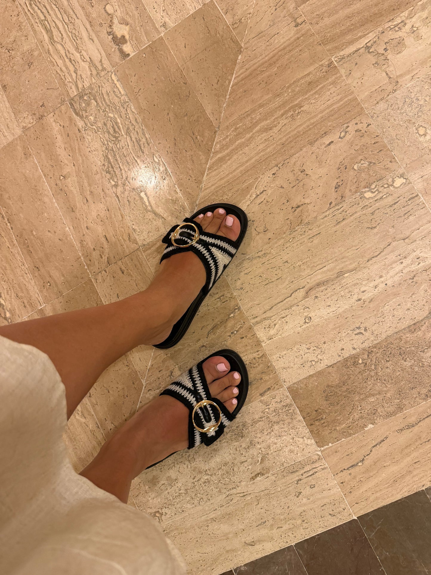 Daniela Woven Sandal- Black/Cream