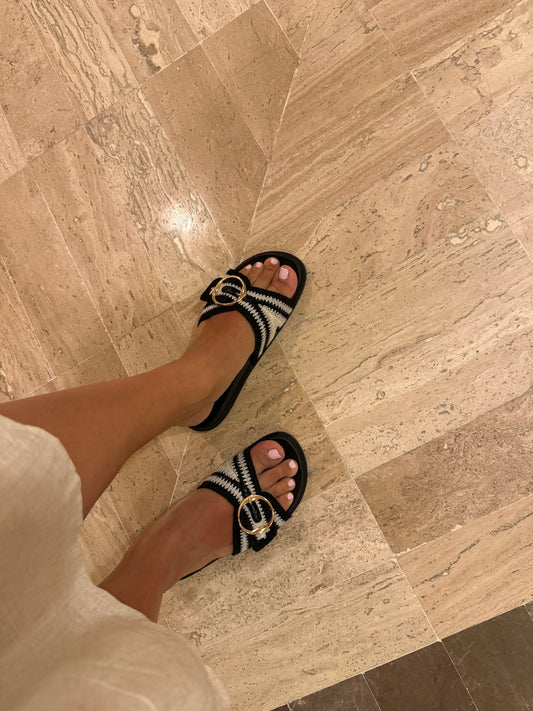 Daniela Woven Sandal- Black/Cream