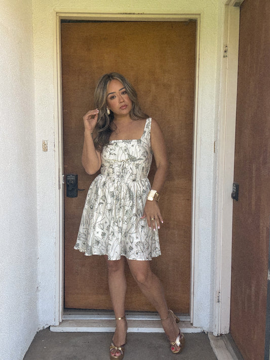 Londres Lace Up Mini Dress