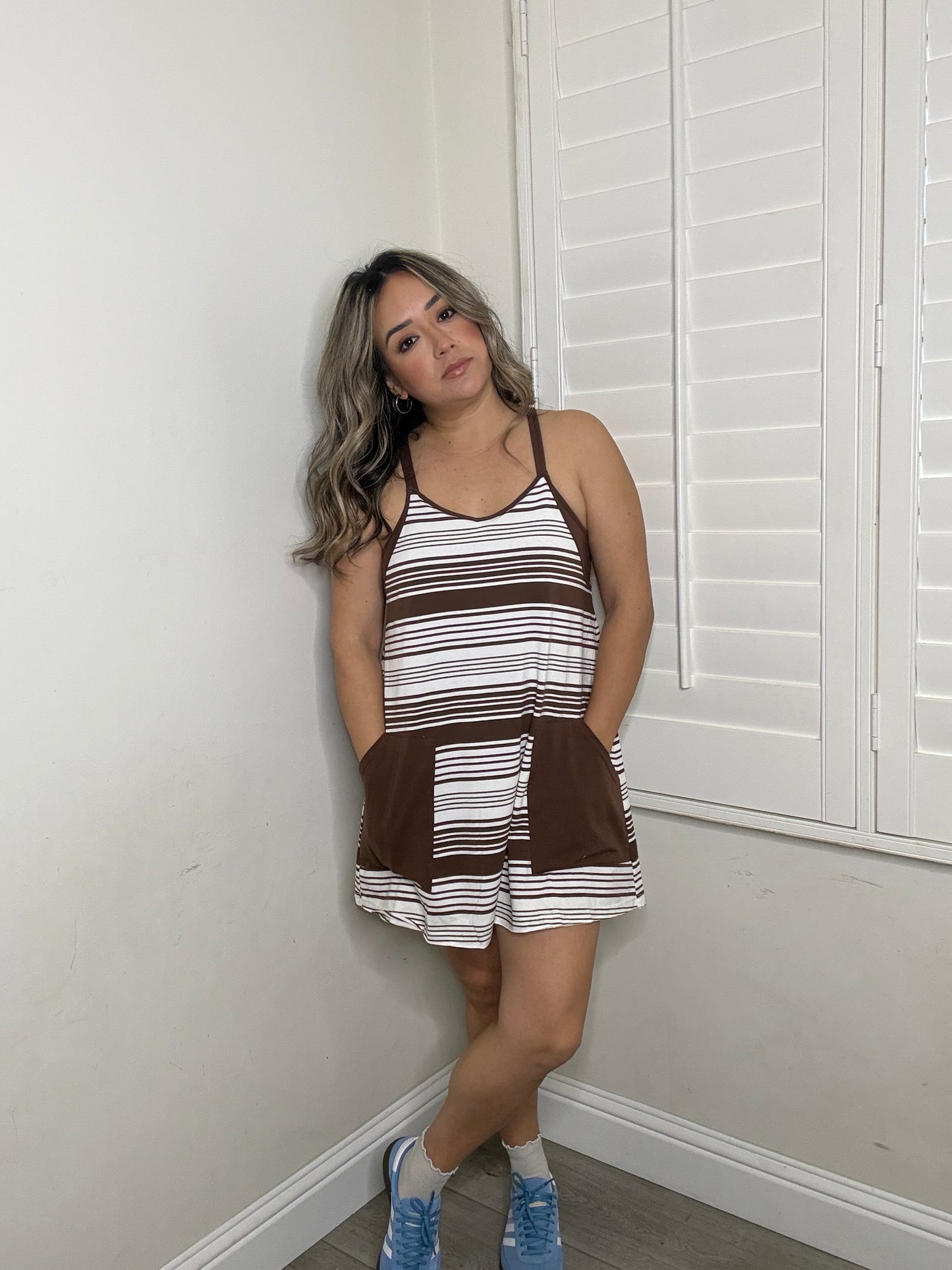 Nellie Striped Knit Dress- Mocha
