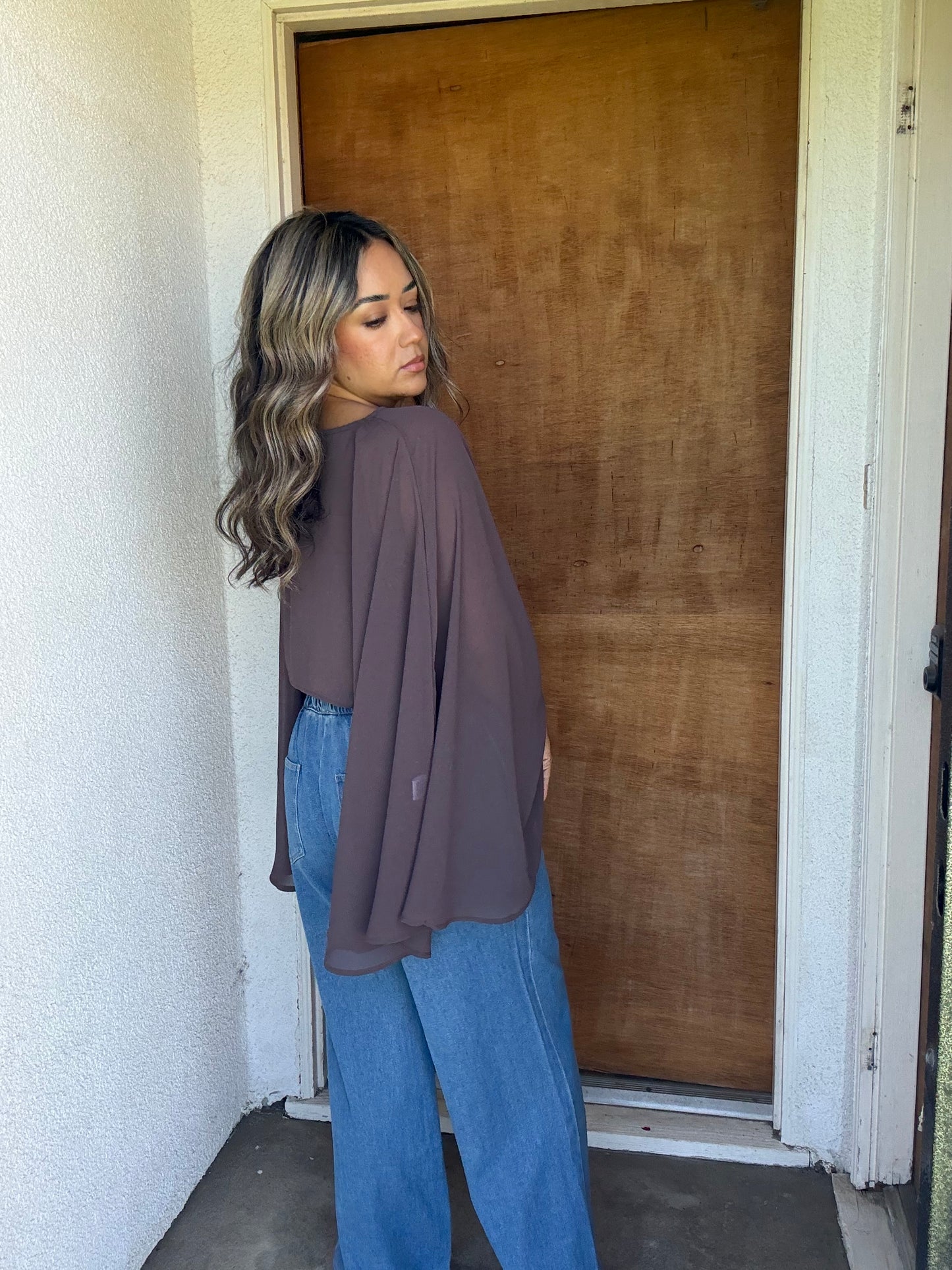 Muy Chic Sheer Cape Top