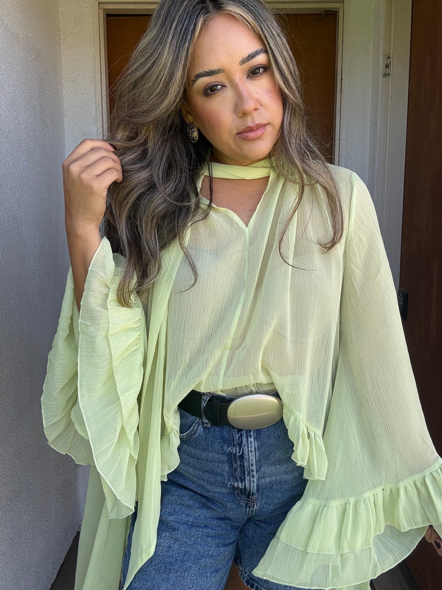 Dandelion Sheer Ruffled High Low Top