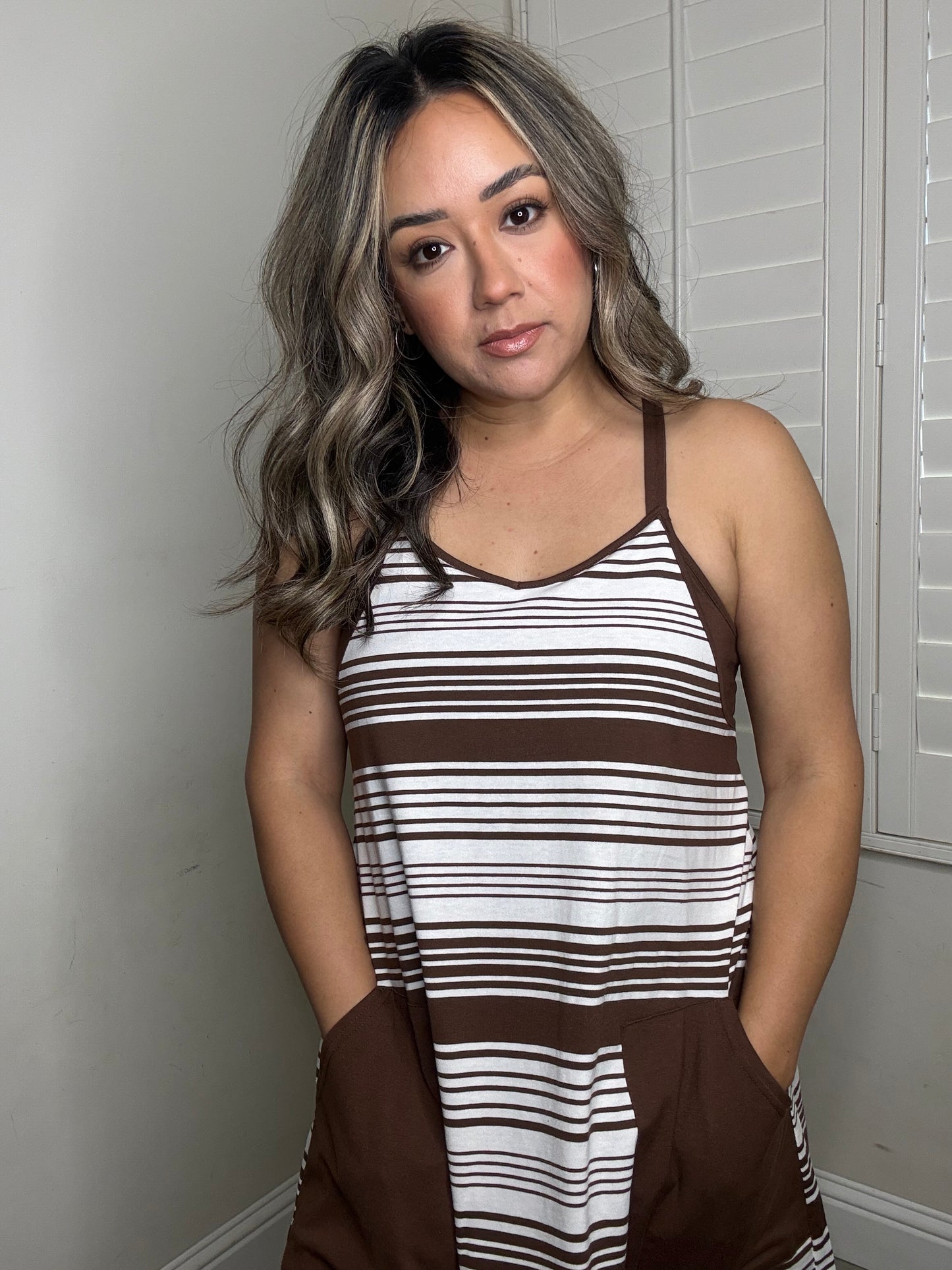 Nellie Striped Knit Dress- Mocha
