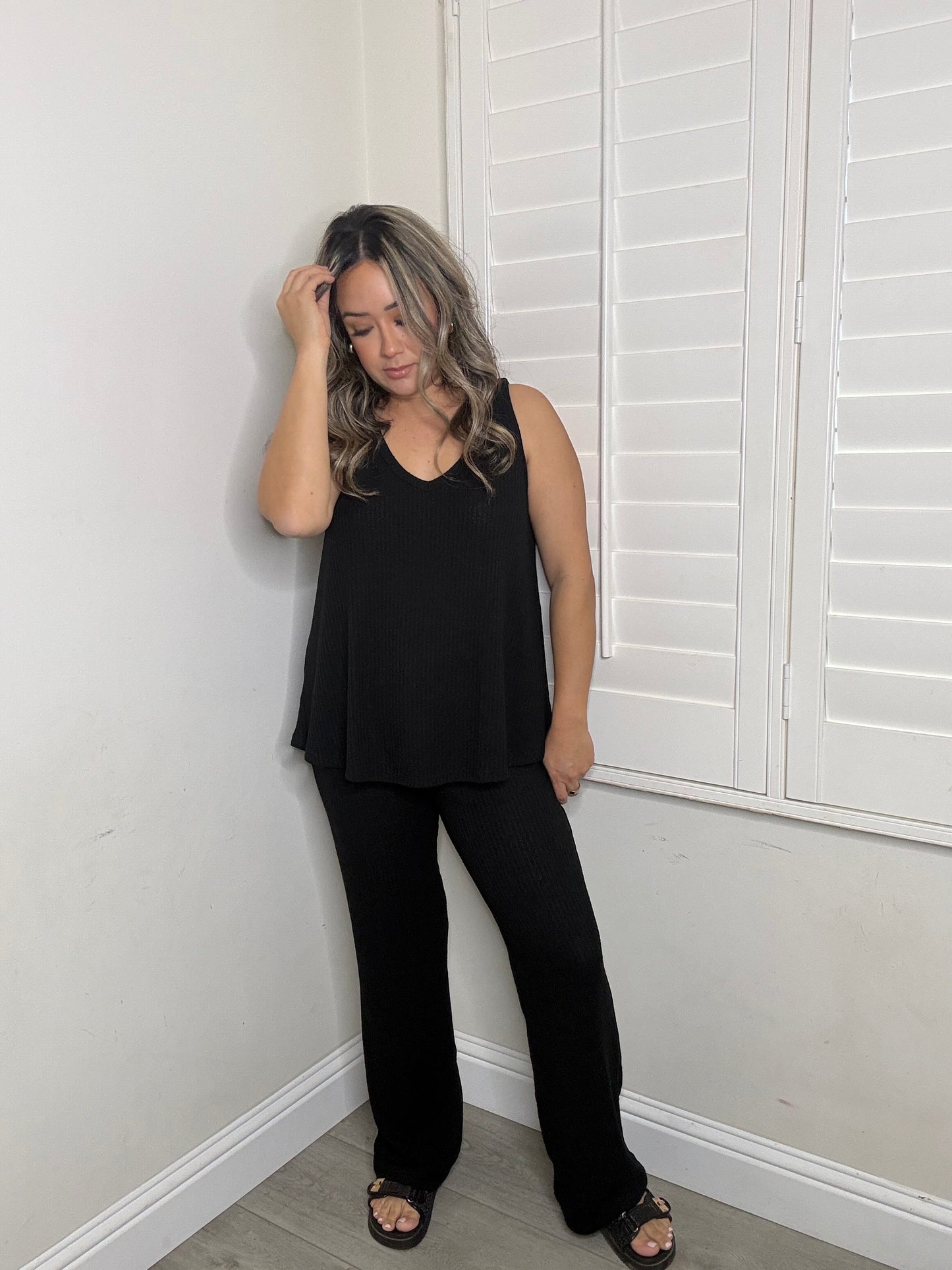 Evie Two Piece Pant Set- Black