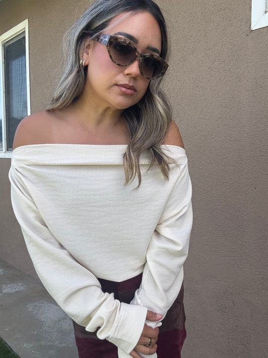 It’s Essential Off Shoulder Top- Cream