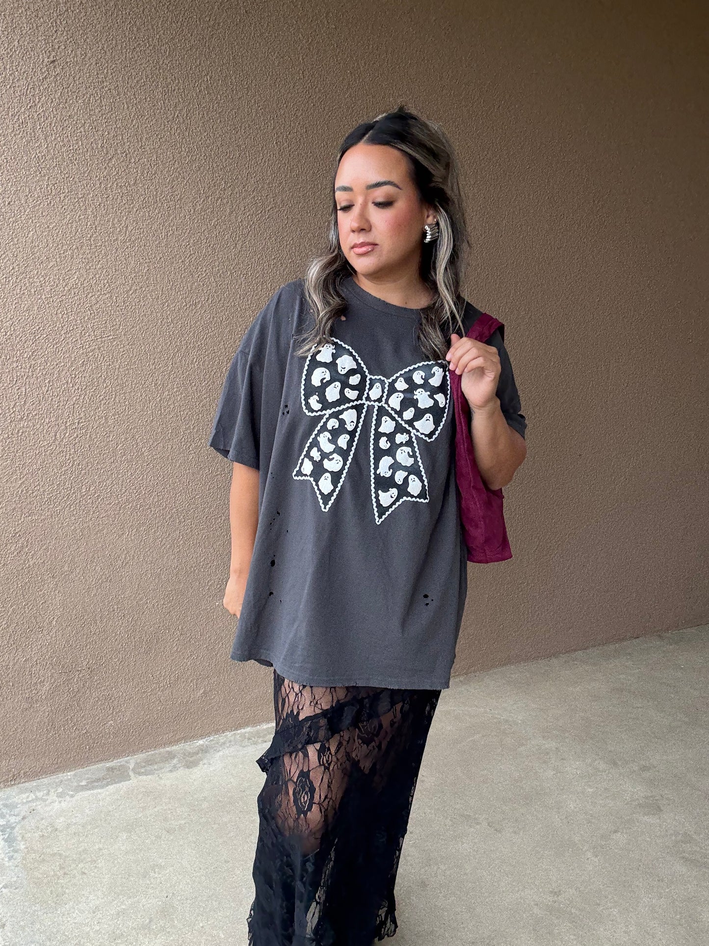 Spooky Bow Distressed Tee