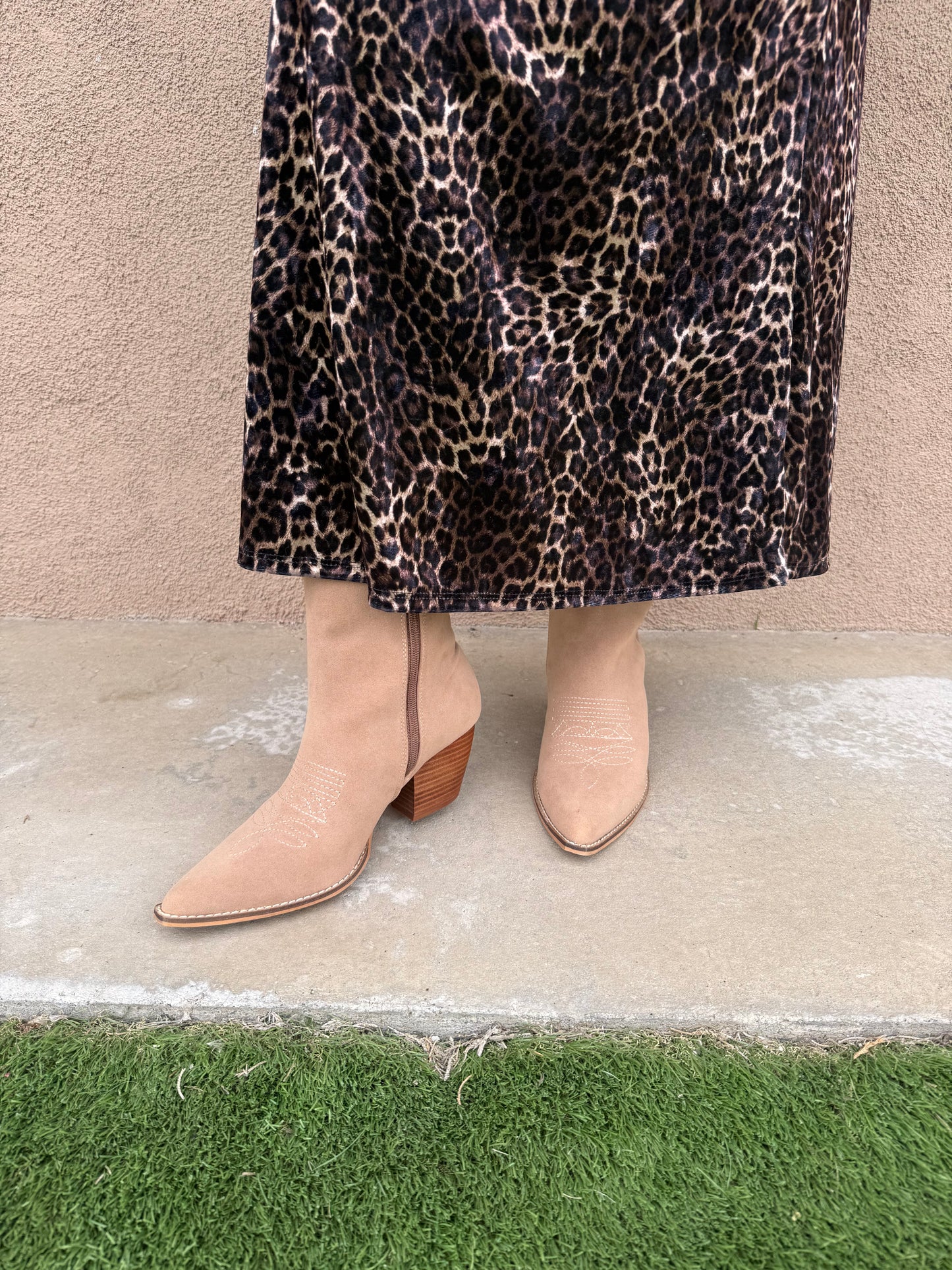Fancy Light Taupe Western Bootie