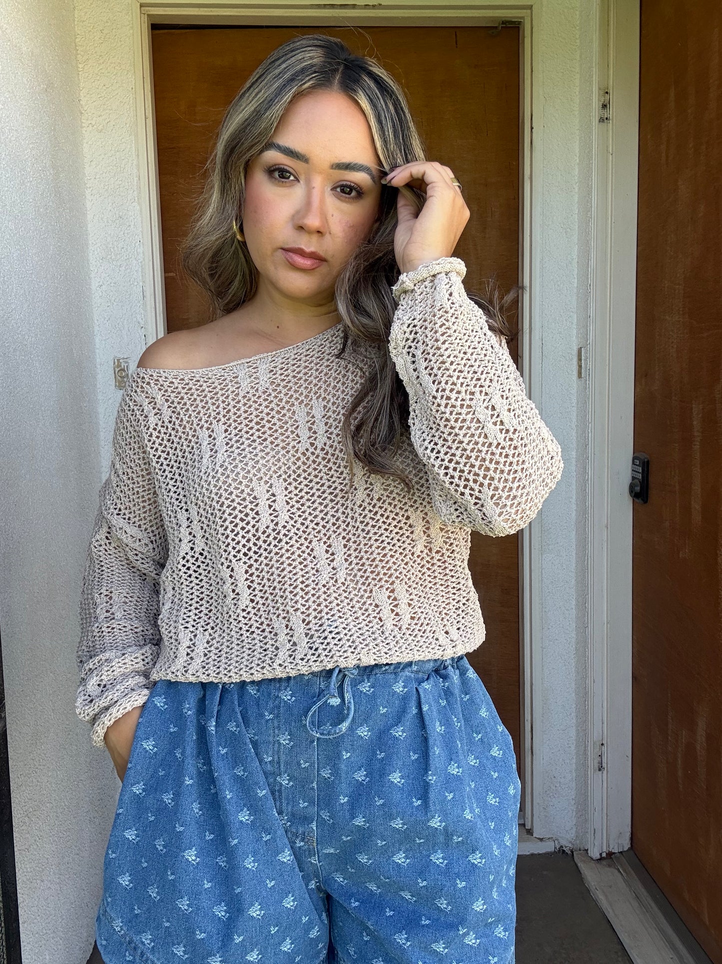 Newport Scoop Neck Knit Top- Taupe