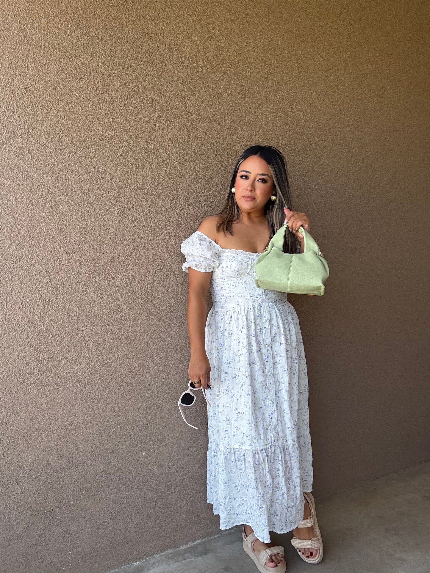 De Vacaciones Maxi Floral Puff Sleeve Dress