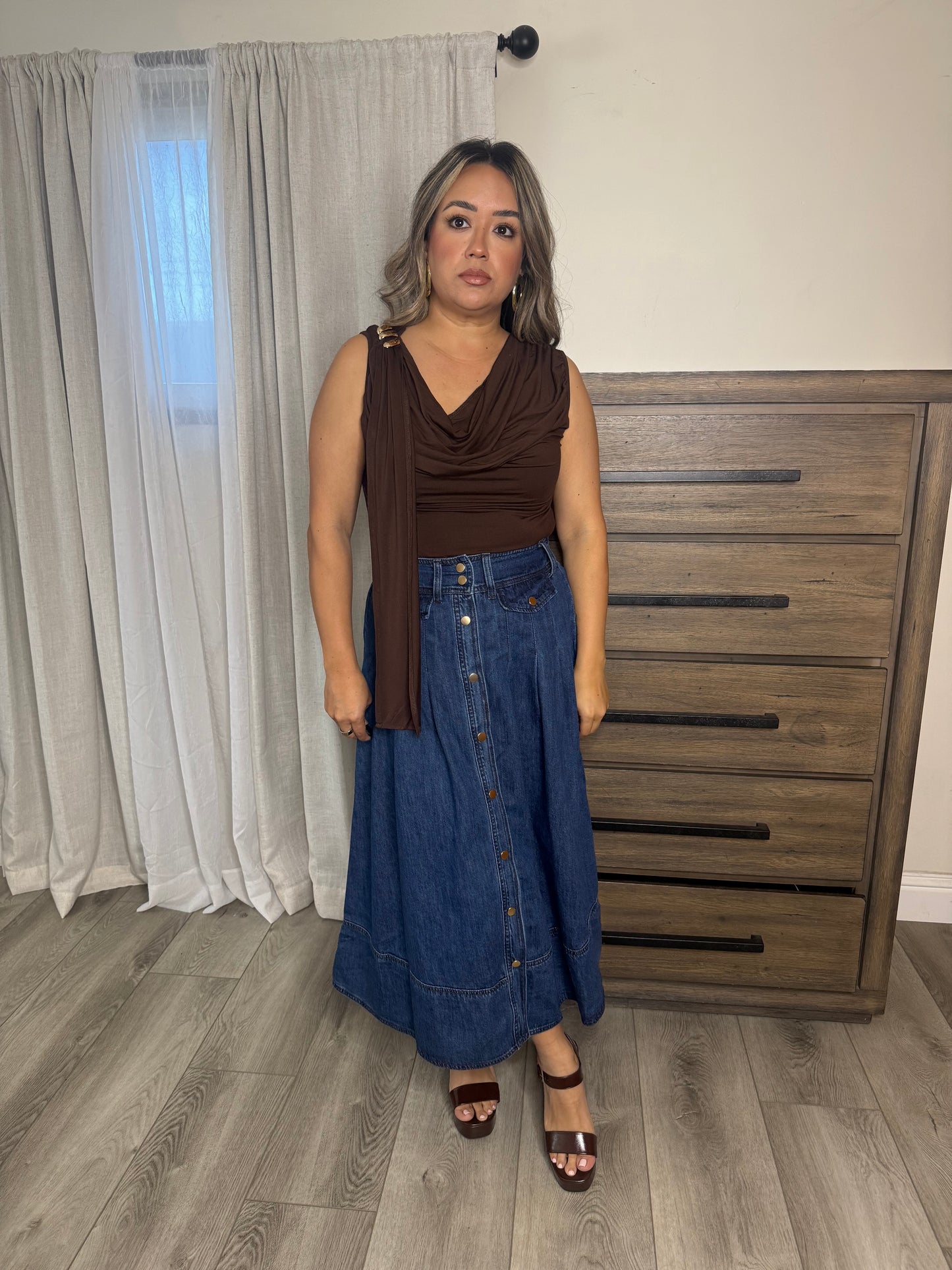 Flutter Cape Top- Chocolate