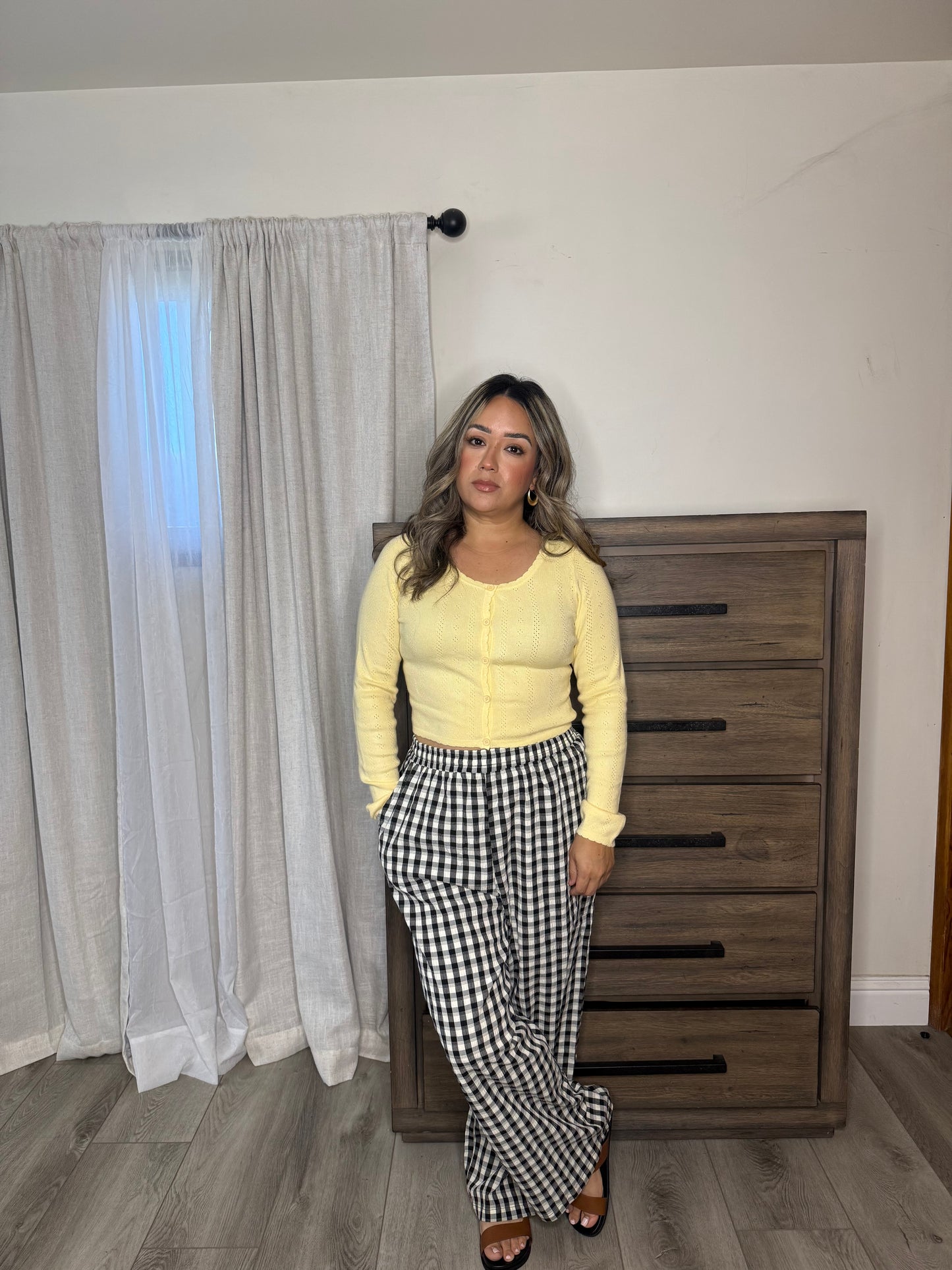 Alana Pointelle Long Sleeve Top- Yellow