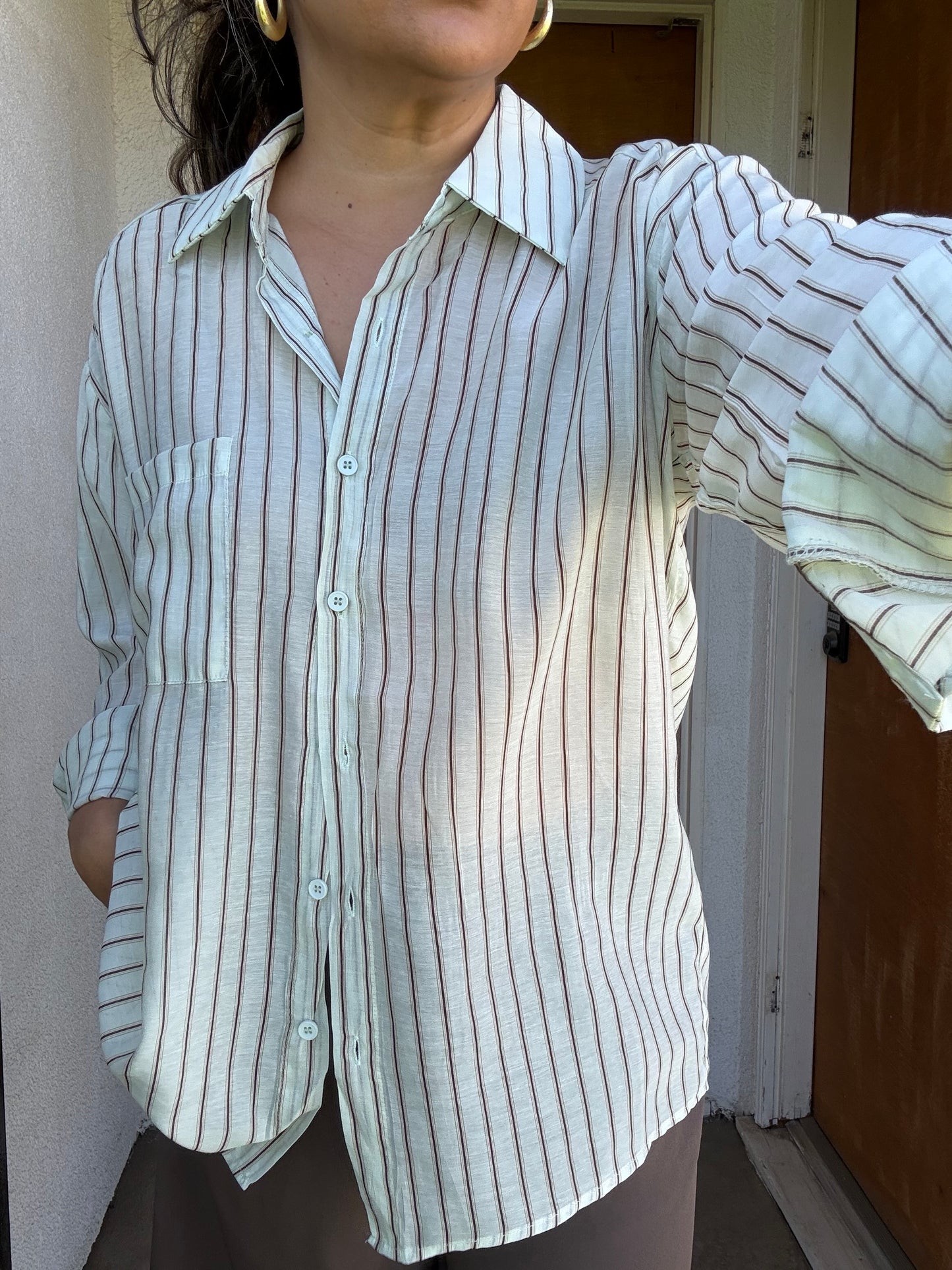 Desota Striped Button Down Top