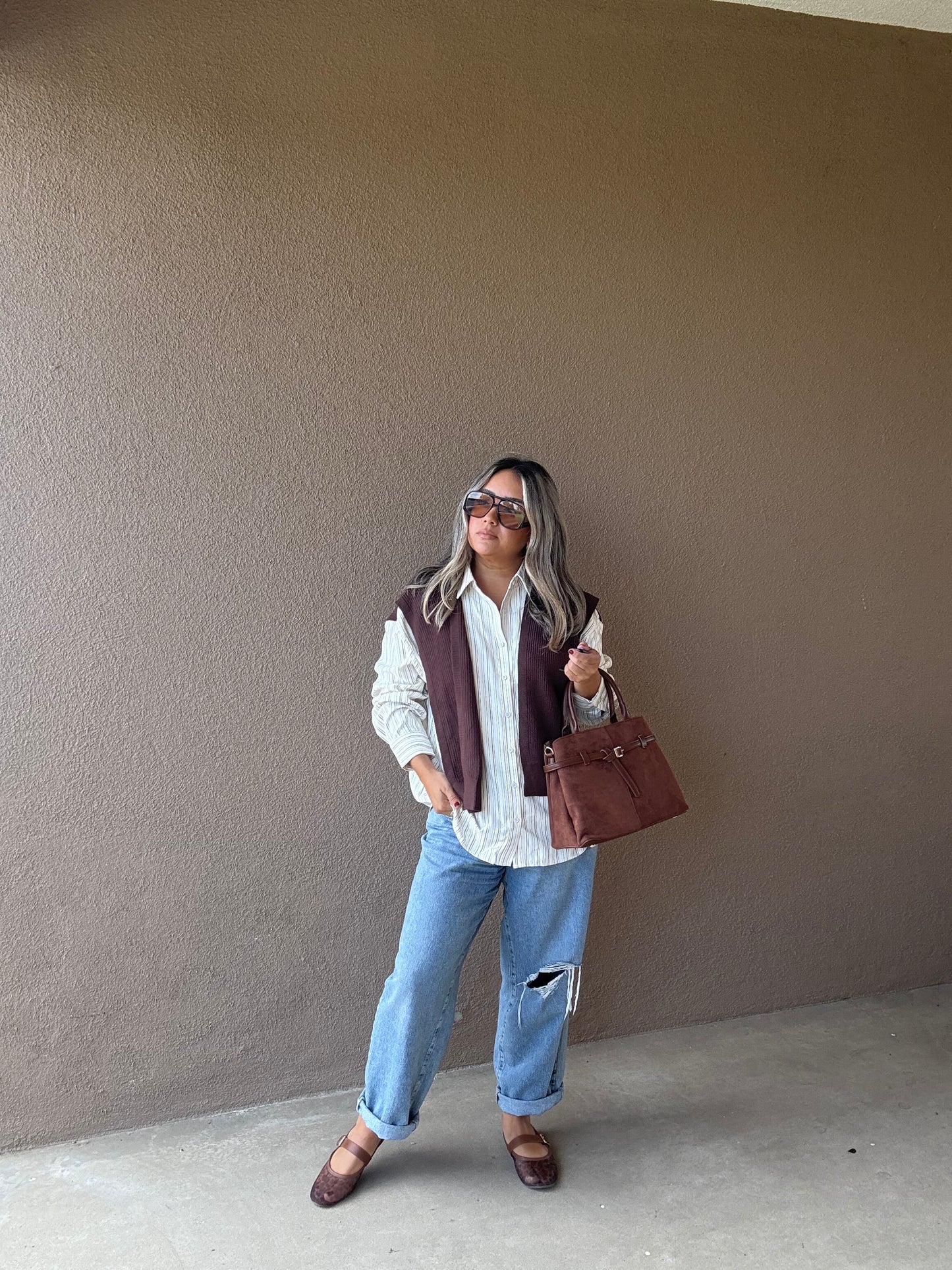 She’s Chic Suede Bag- Cognac