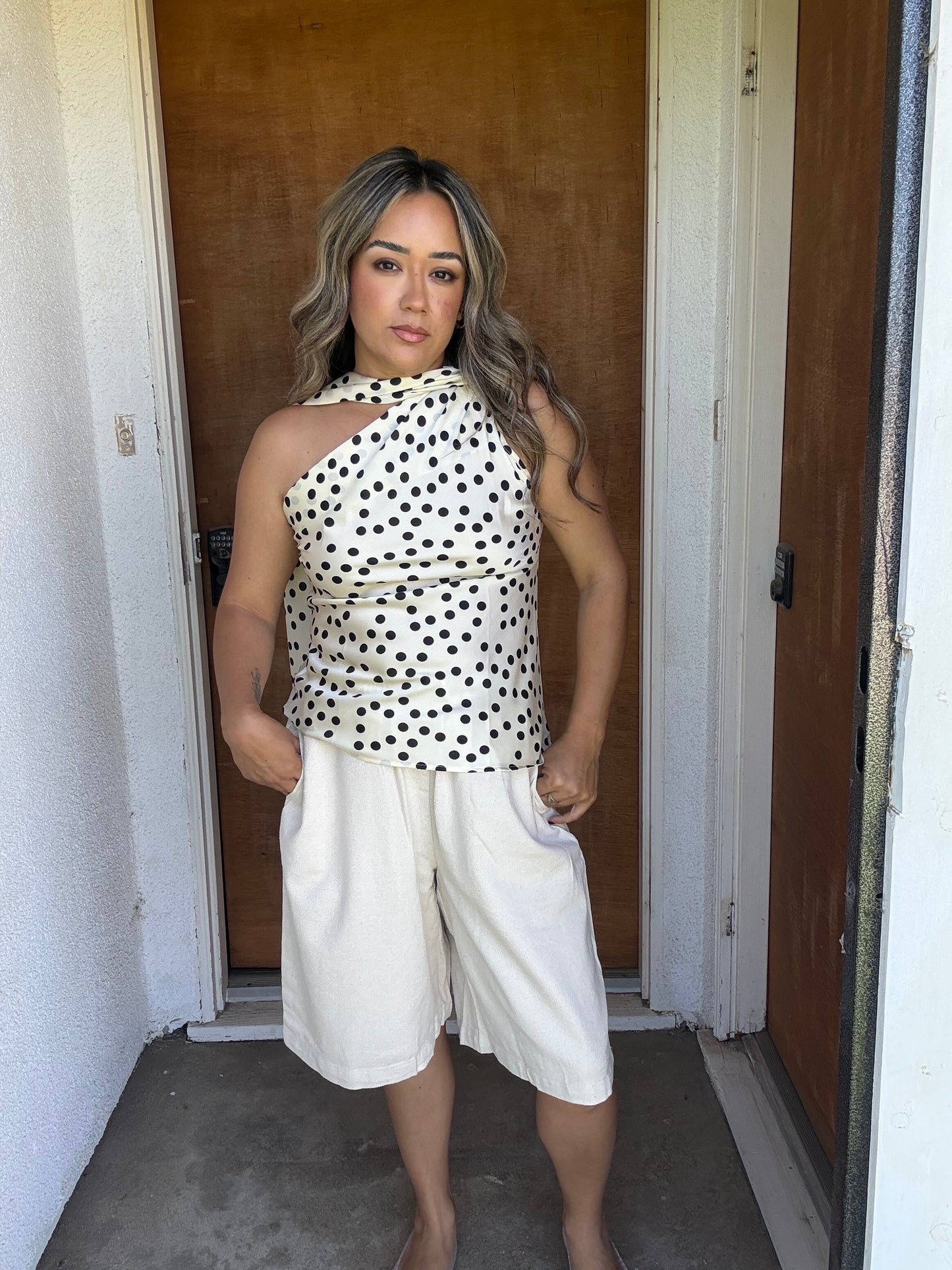 She’s Lovely Waist Tie Culottes- Oatmeal