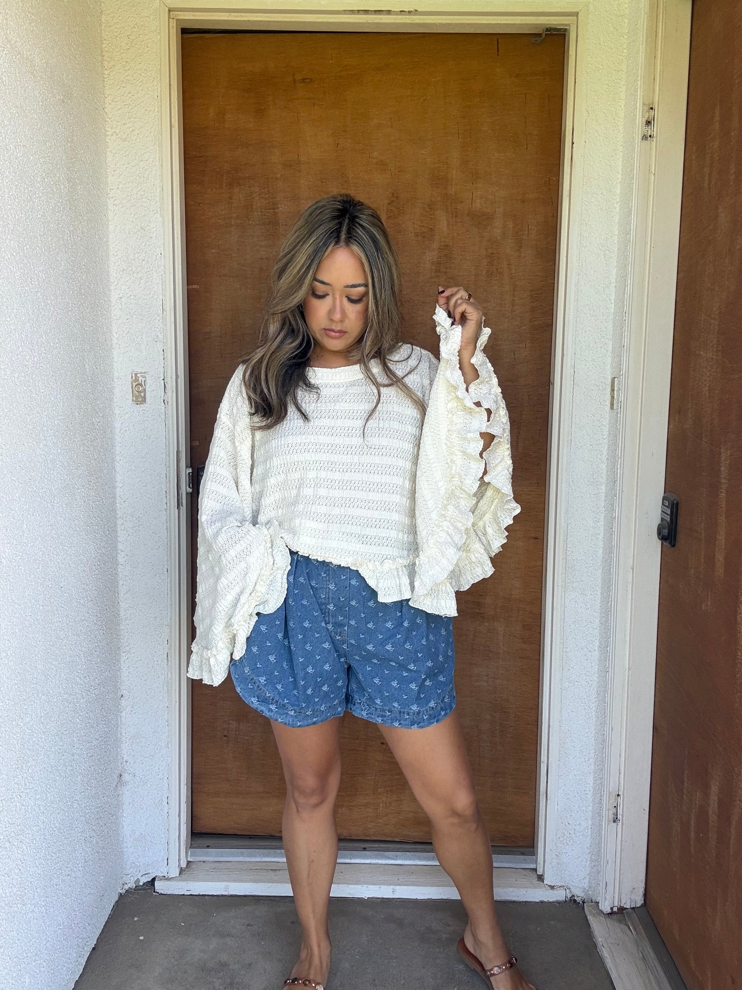 Mallorie Ruffled Top- Cream