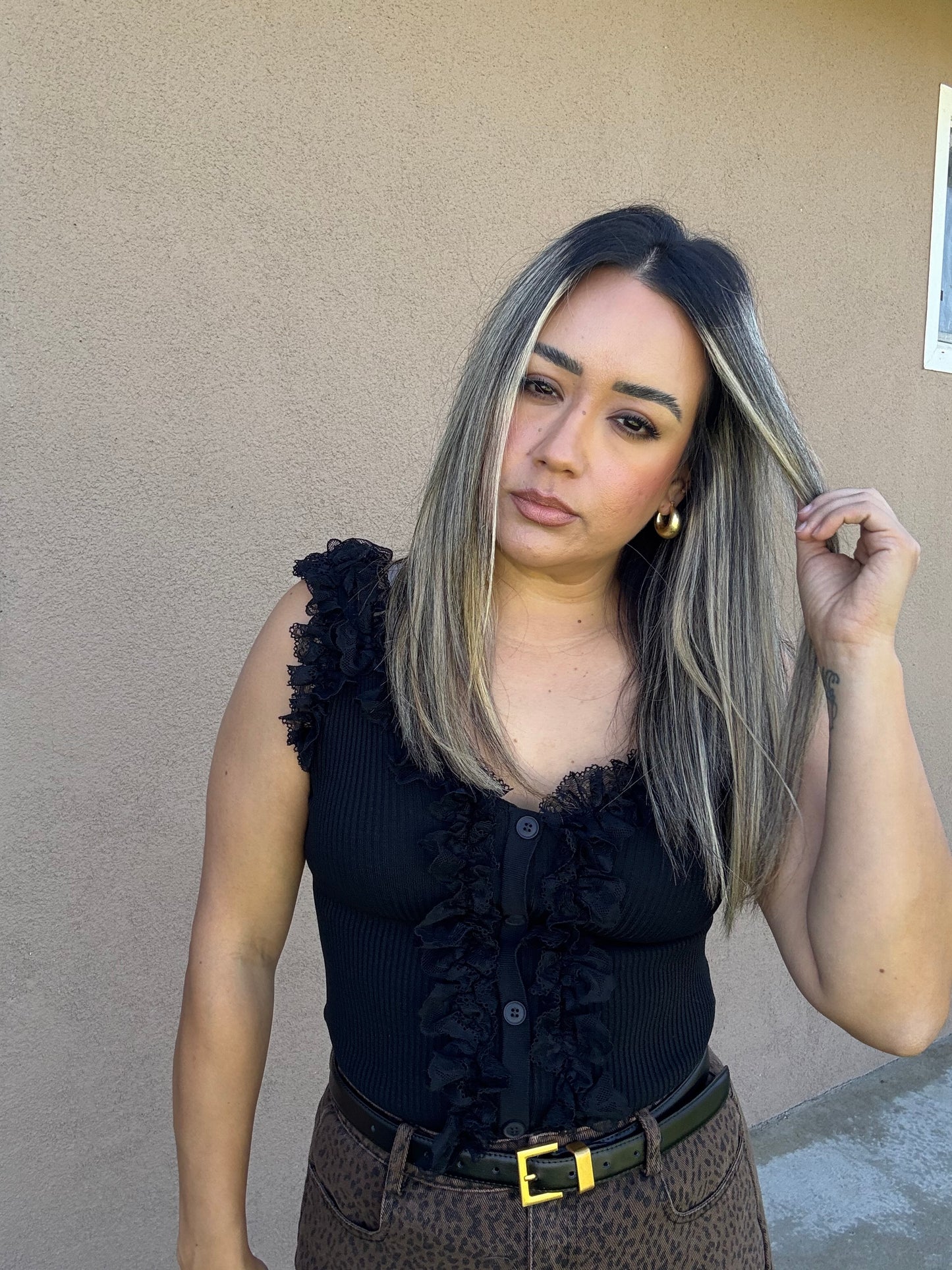 Simone Ruffle Black Top