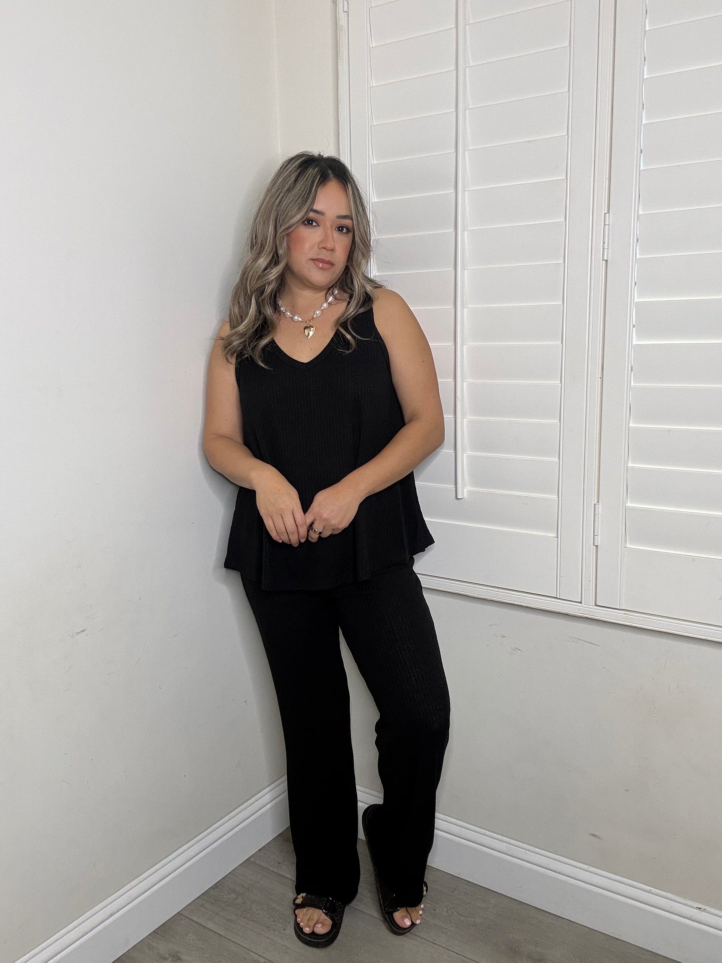 Evie Two Piece Pant Set- Black