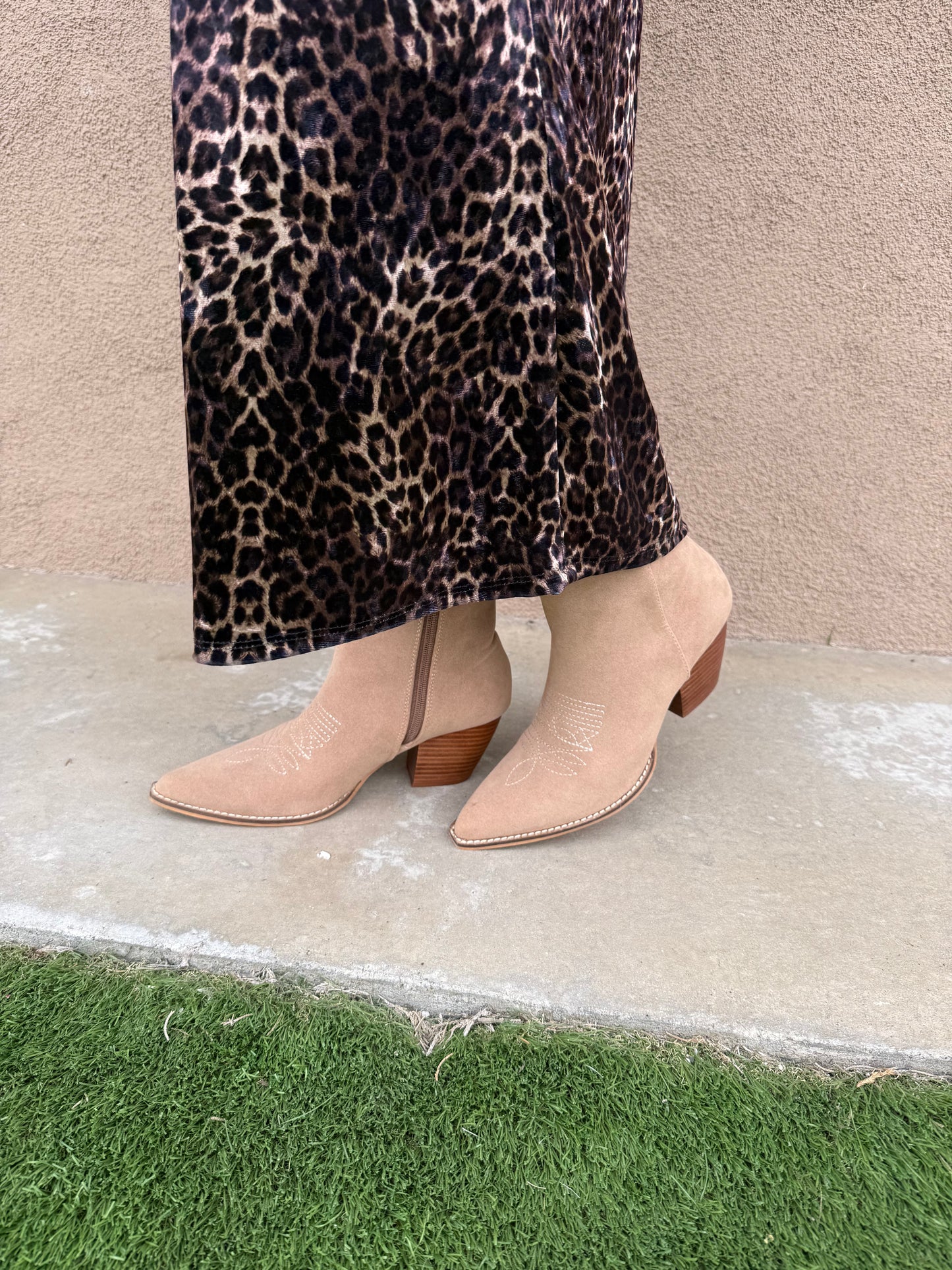 Fancy Light Taupe Western Bootie