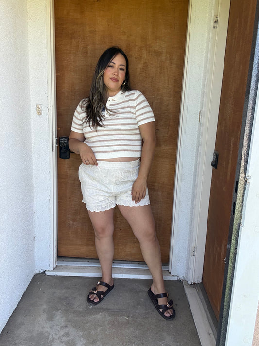 Warmer Days Knit Shorts- Cream