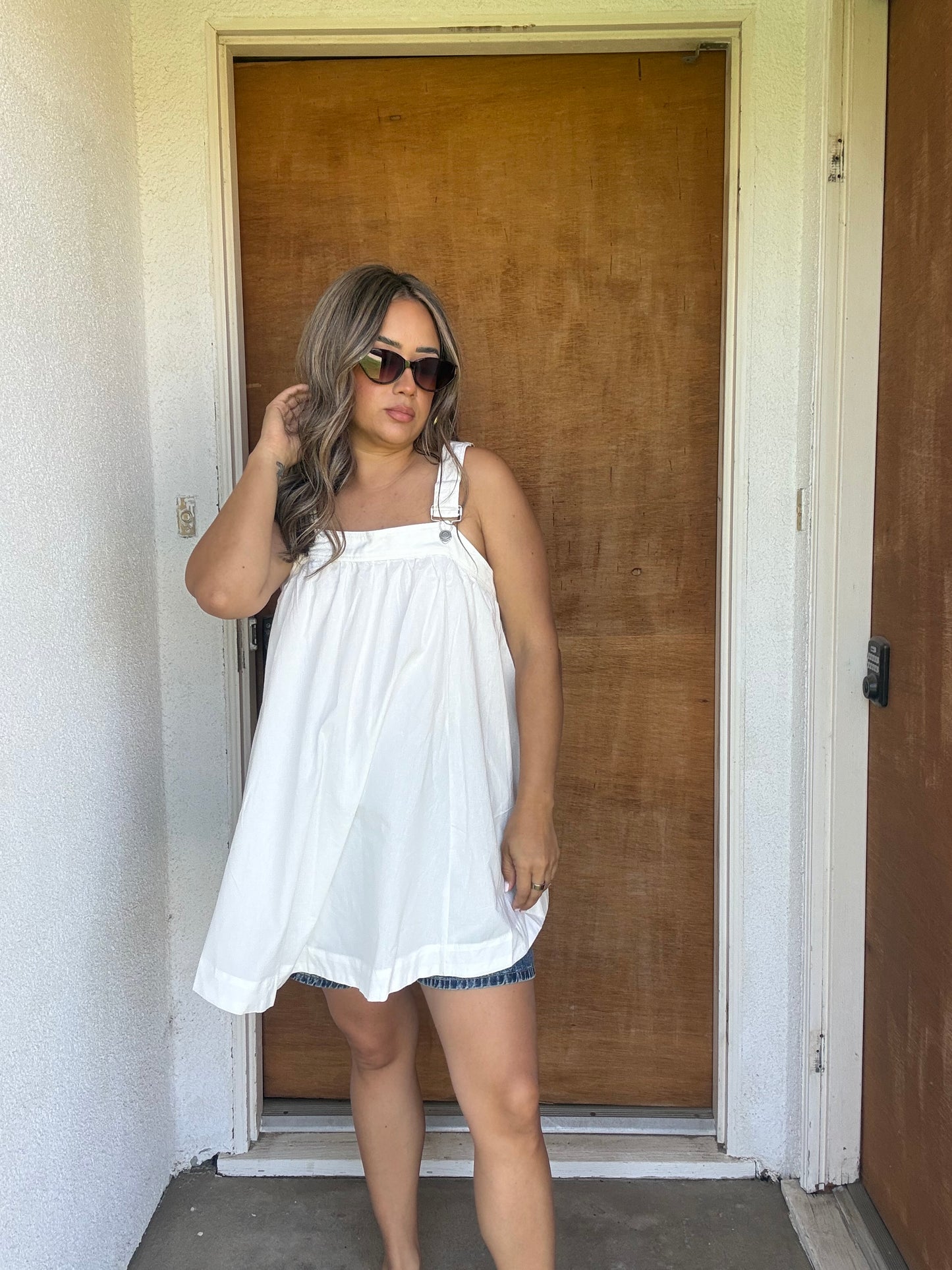 Kennedy Overall Dress- White